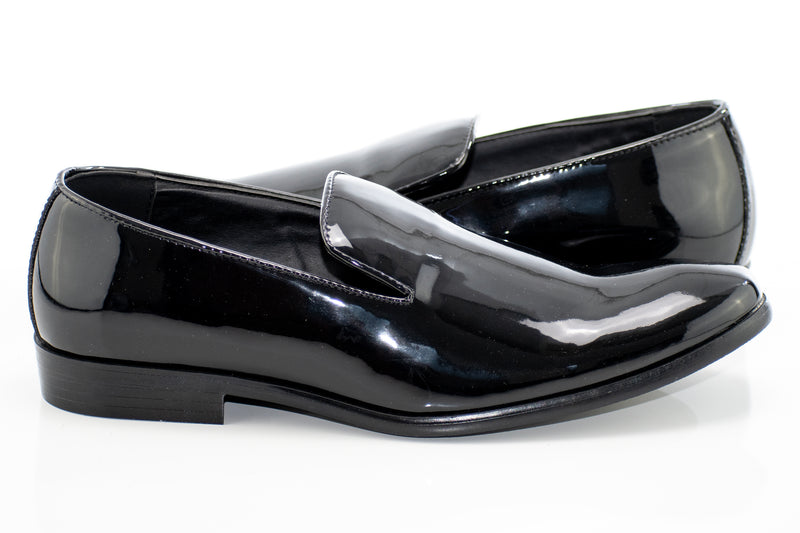 Black Patent Leather Tuxedo Slip-On Smoking Loafer