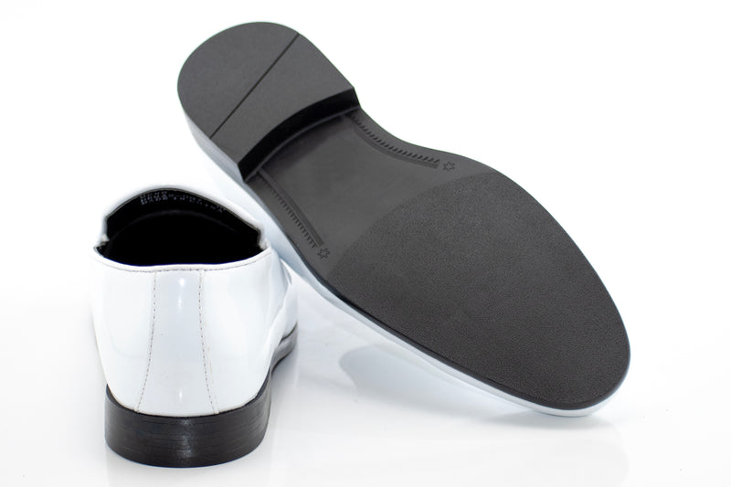 White Patent Leather Tuxedo Slip-On Smoking Loafer