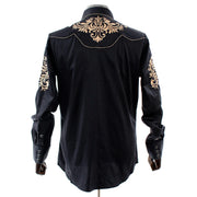 Men's Gold And Black Western Style Cowboy Dress Shirt