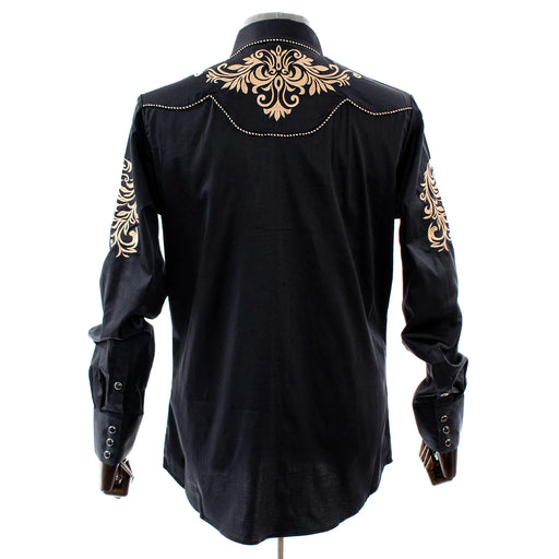 Men's Gold And Black Western Style Cowboy Dress Shirt