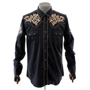 Men's Gold And Black Western Style Cowboy Dress Shirt