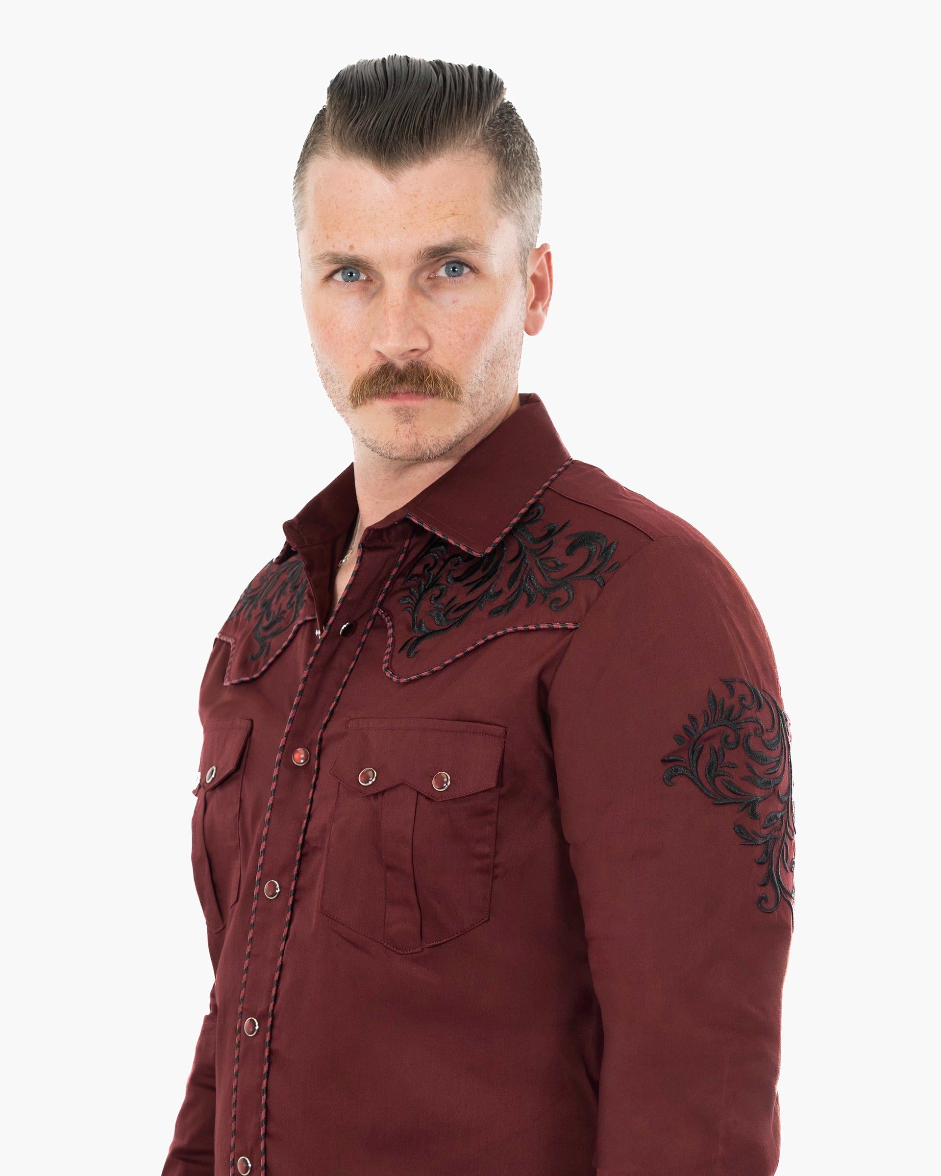 burgundy dress shirt Western Embroidered Modern-Fit Burgundy / S size:42 Square Neck Evening Dress Machine washable Royal Blue Satin Long