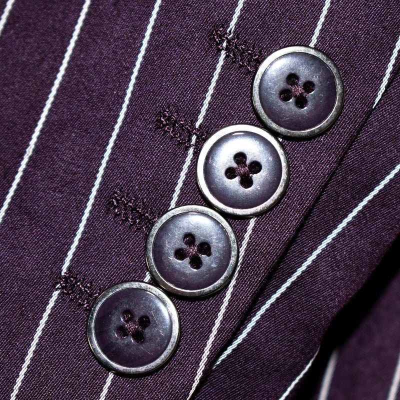 Eggplant Pinstriped 3-Piece Modern-Fit Suit