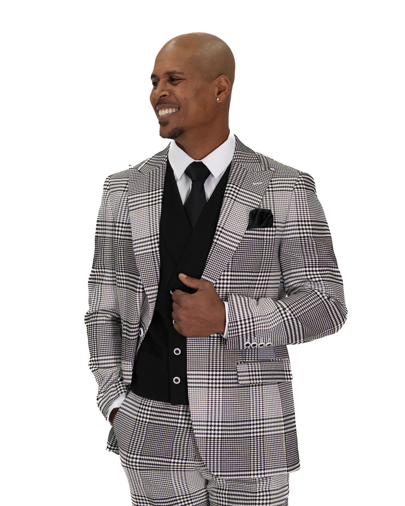 Black & White Dupplin Check 3-Piece Tailored-Fit Suit