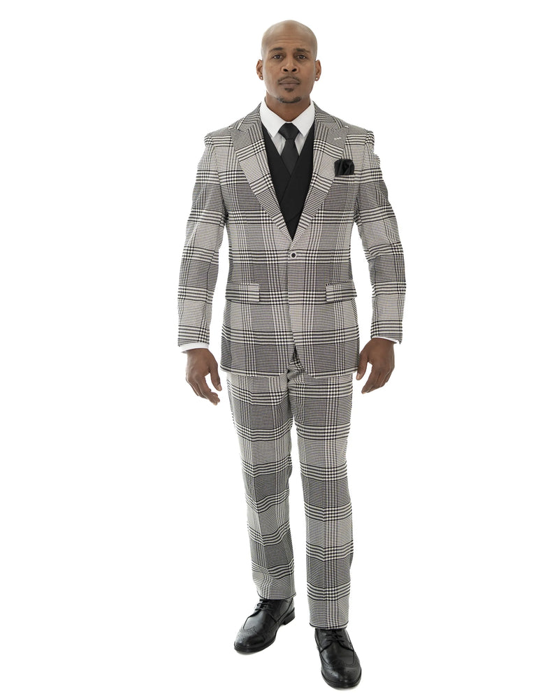 Black & White Dupplin Check 3-Piece Tailored-Fit Suit