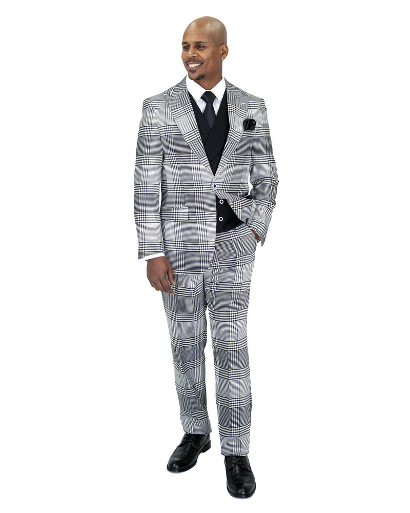 Black & White Dupplin Check 3-Piece Tailored-Fit Suit