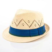 Natural Straw Fedora With Two-Tone Ribbon Band
