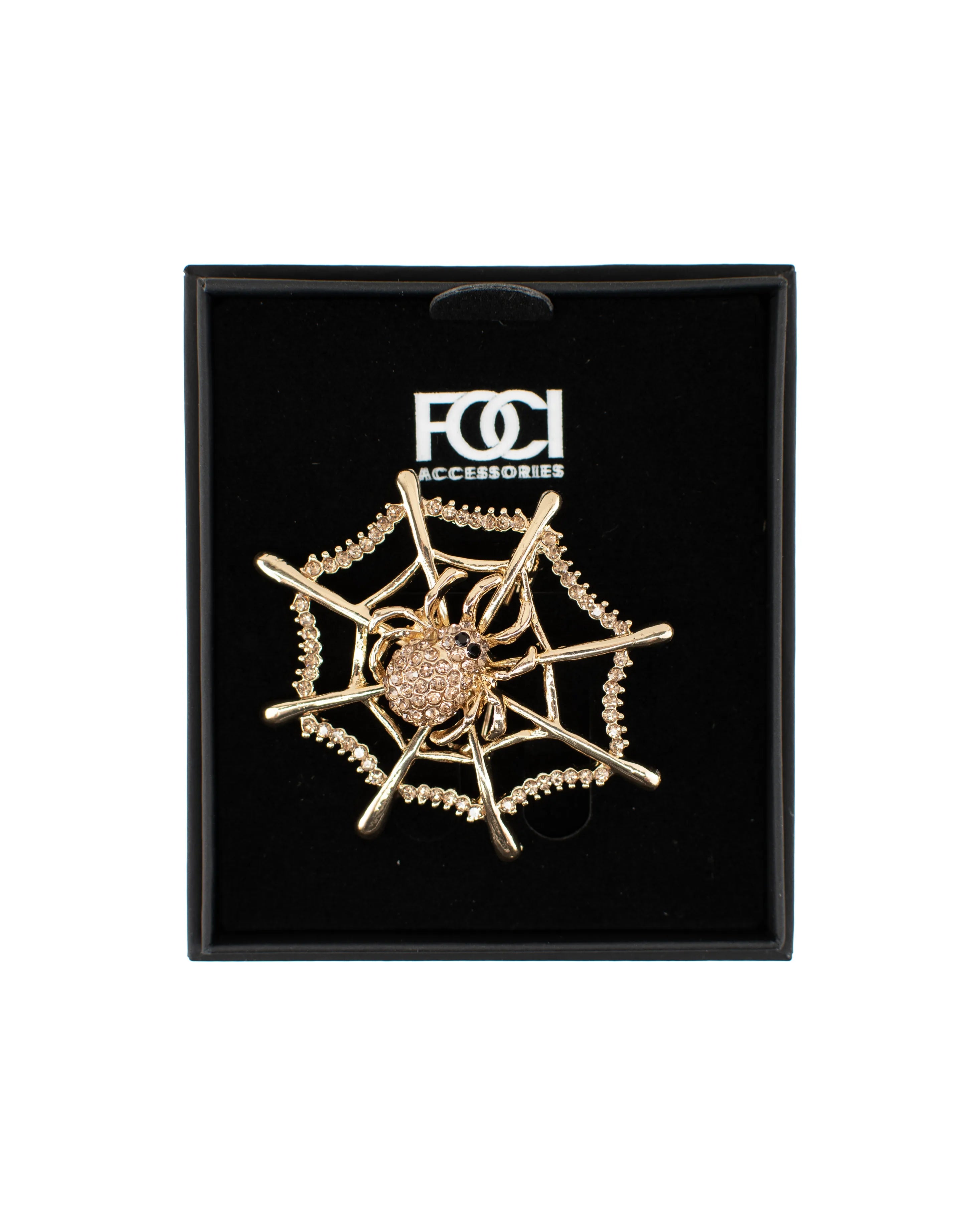 Crystal Web Spider Lapel Pin