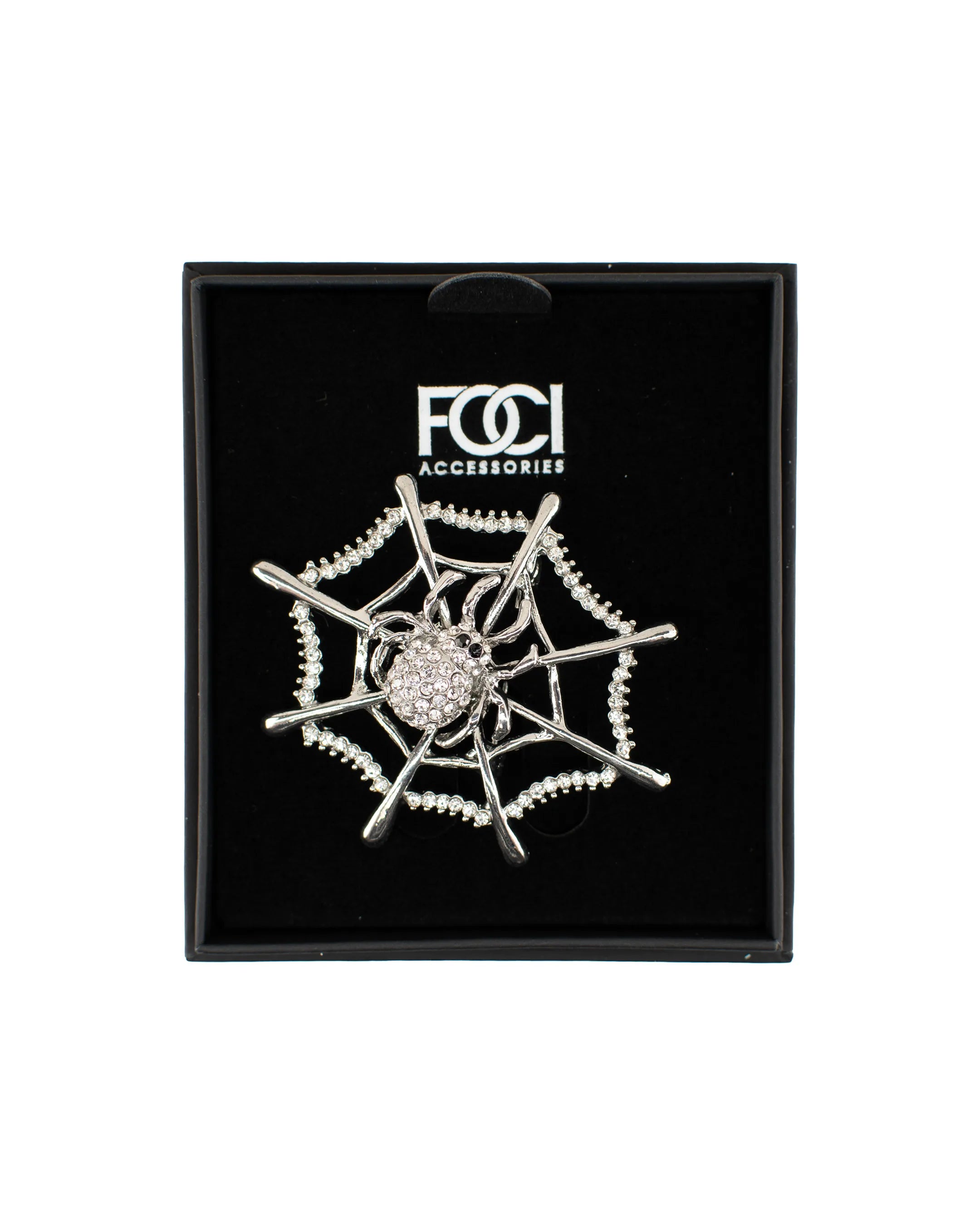 Crystal Web Spider Lapel Pin