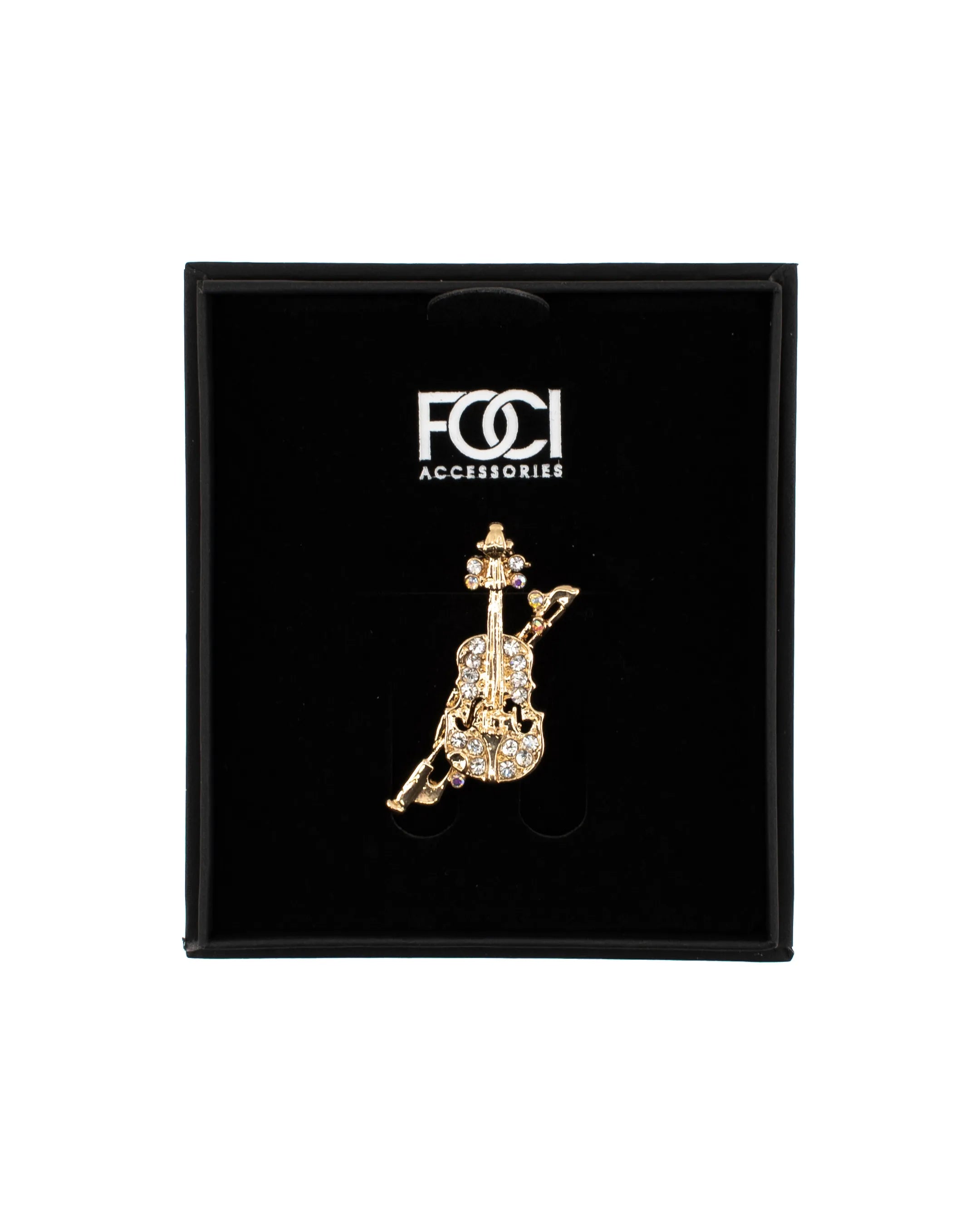 Crystal Violin Lapel Pin