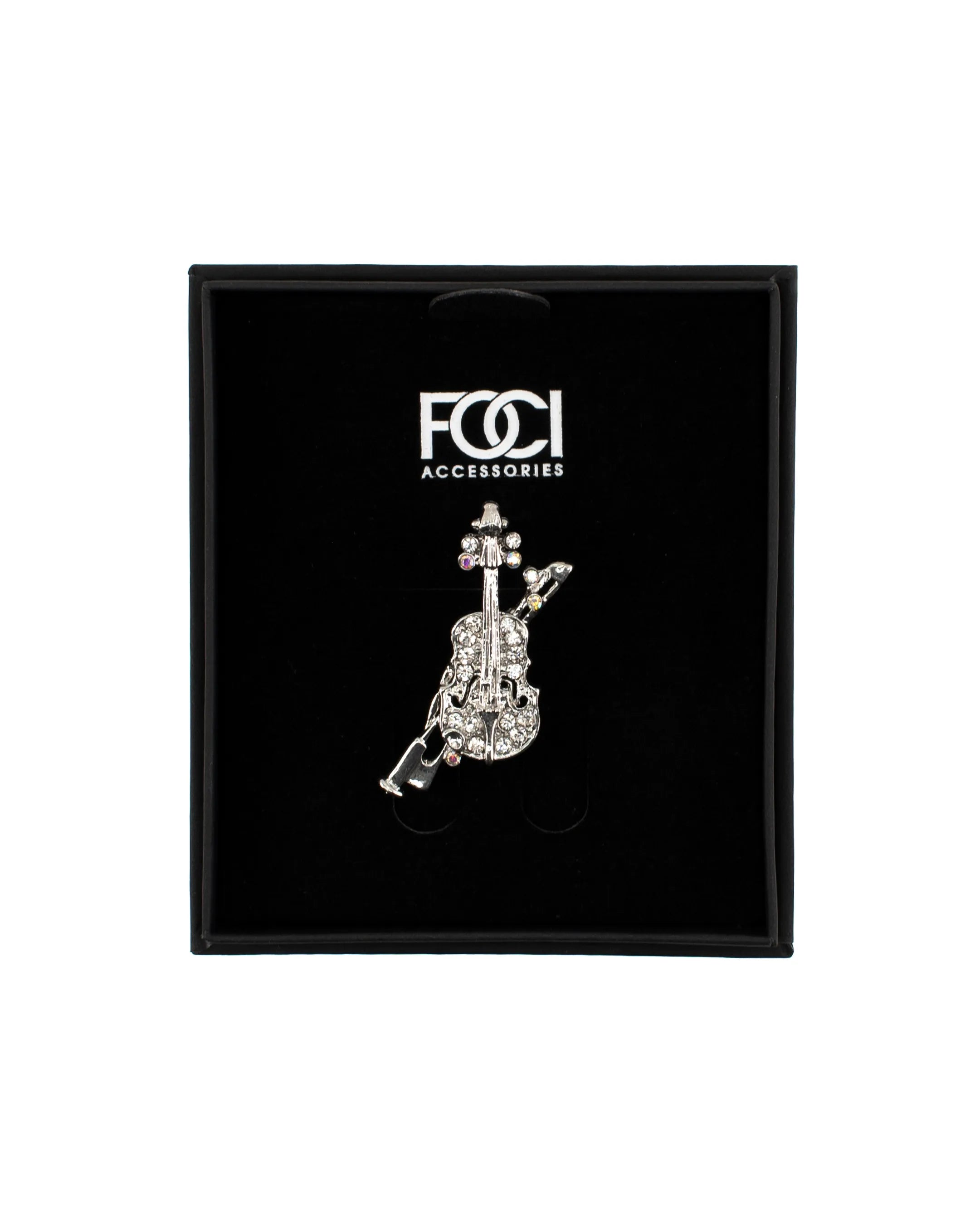 Crystal Violin Lapel Pin