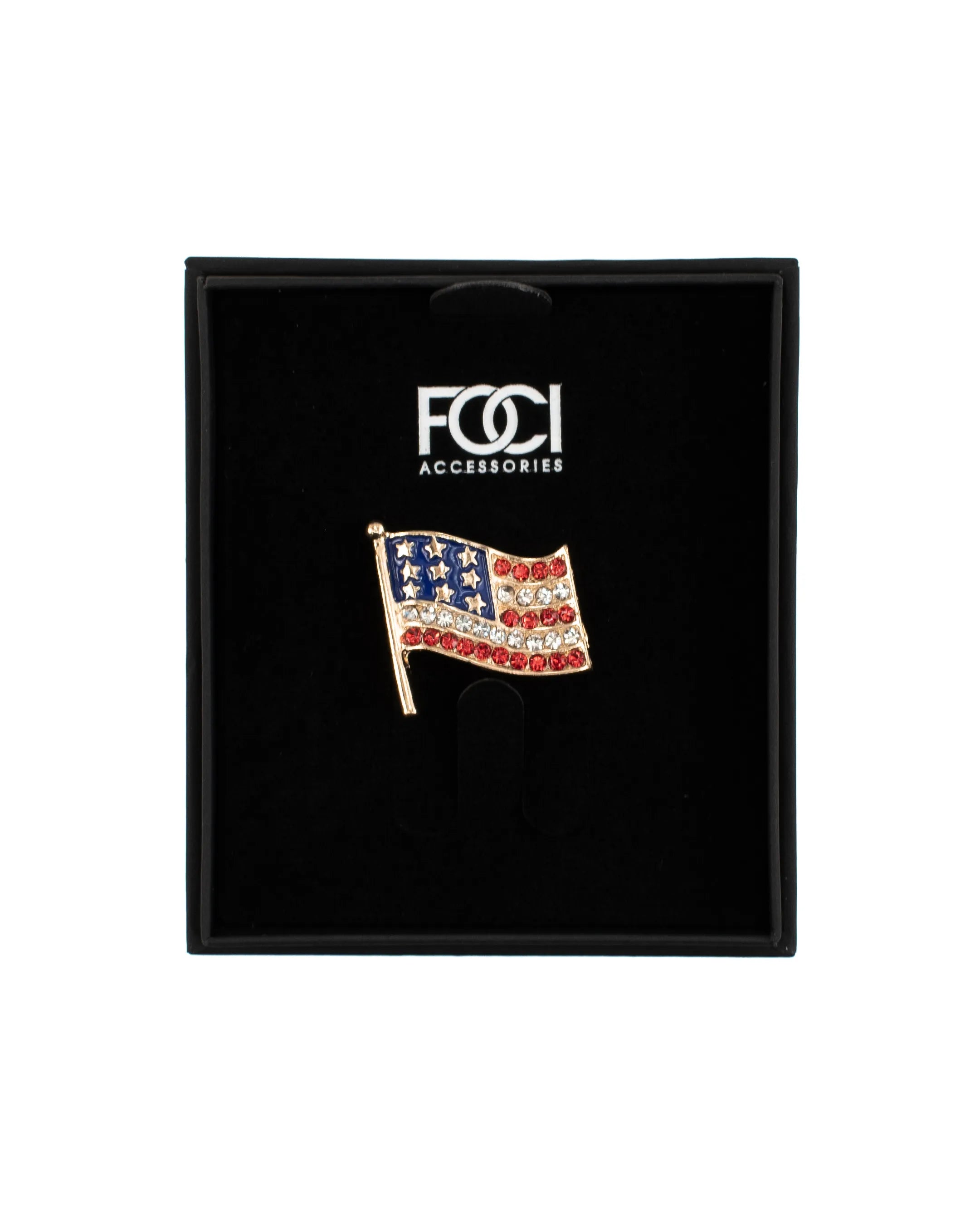 Crystal US Flag Lapel Pin