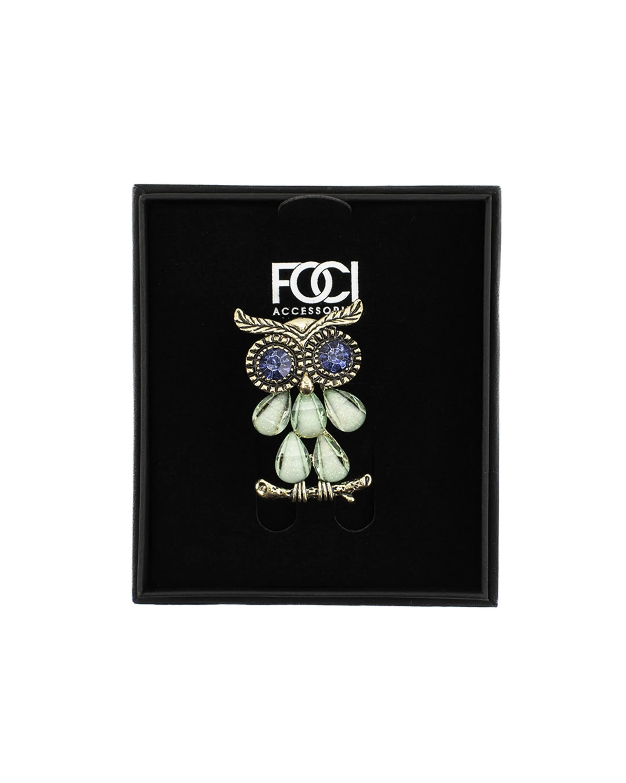 Jeweled Owl of Athena Lapel Pin