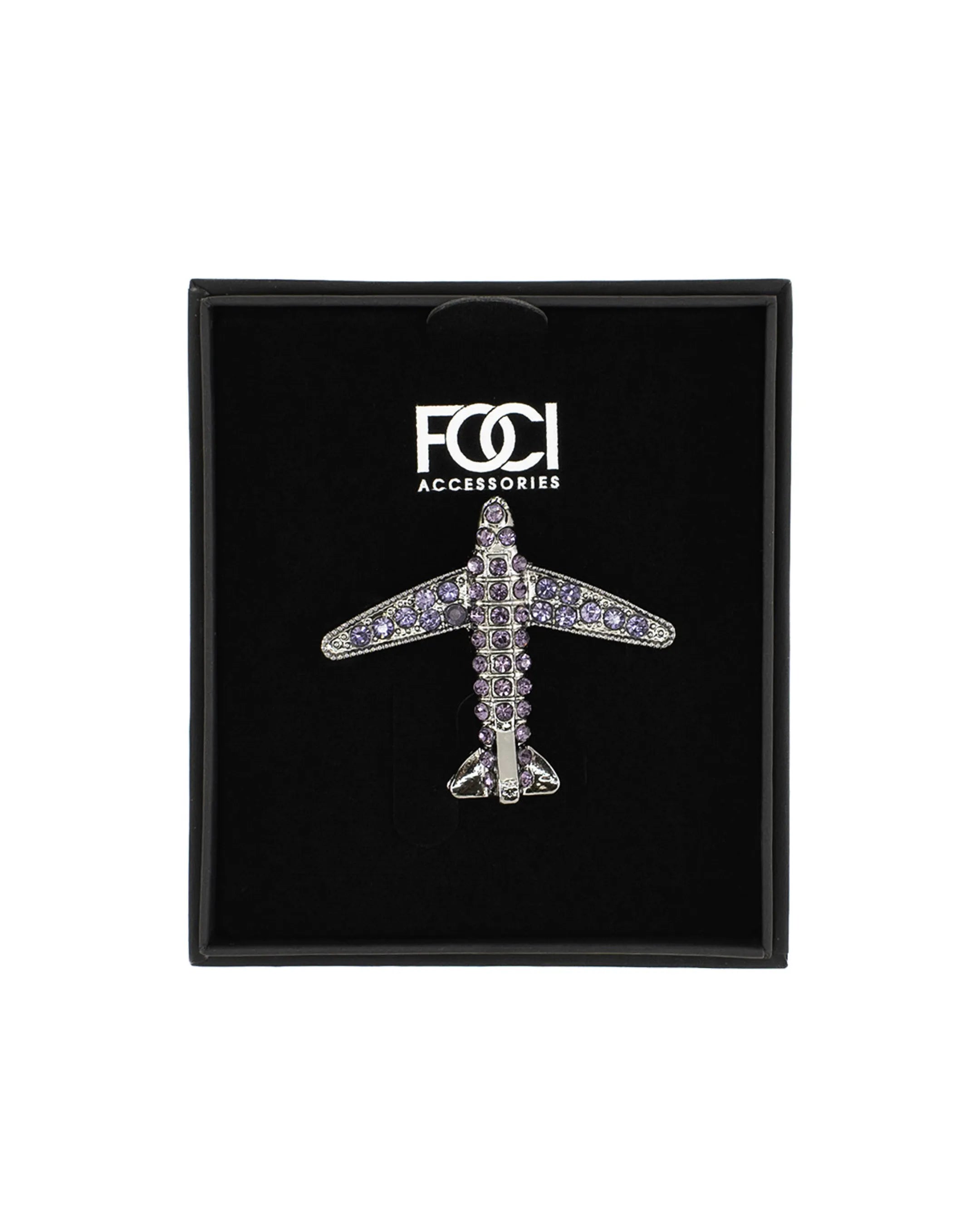 Crystal Aeroplane Lapel Pin