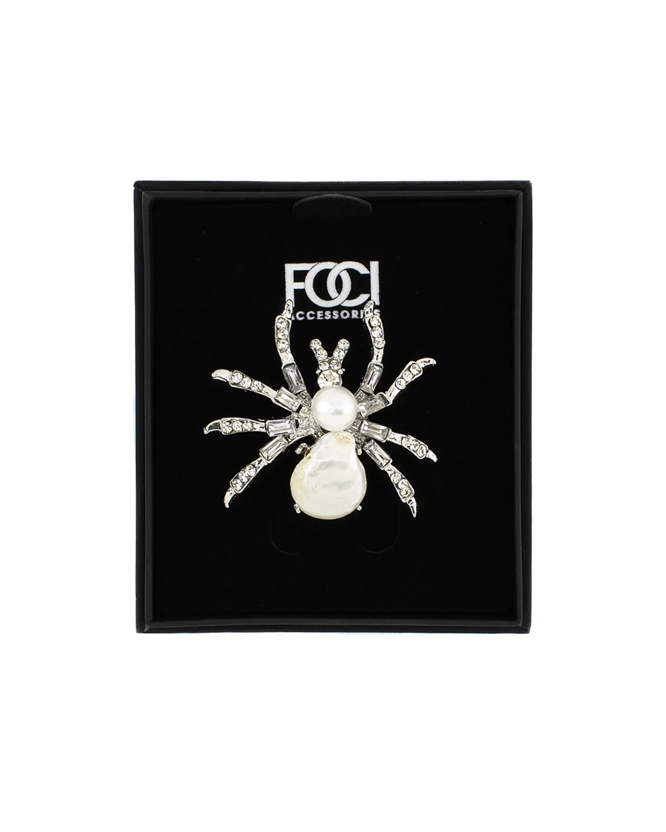 Crystal Pearl Spider Lapel Pin