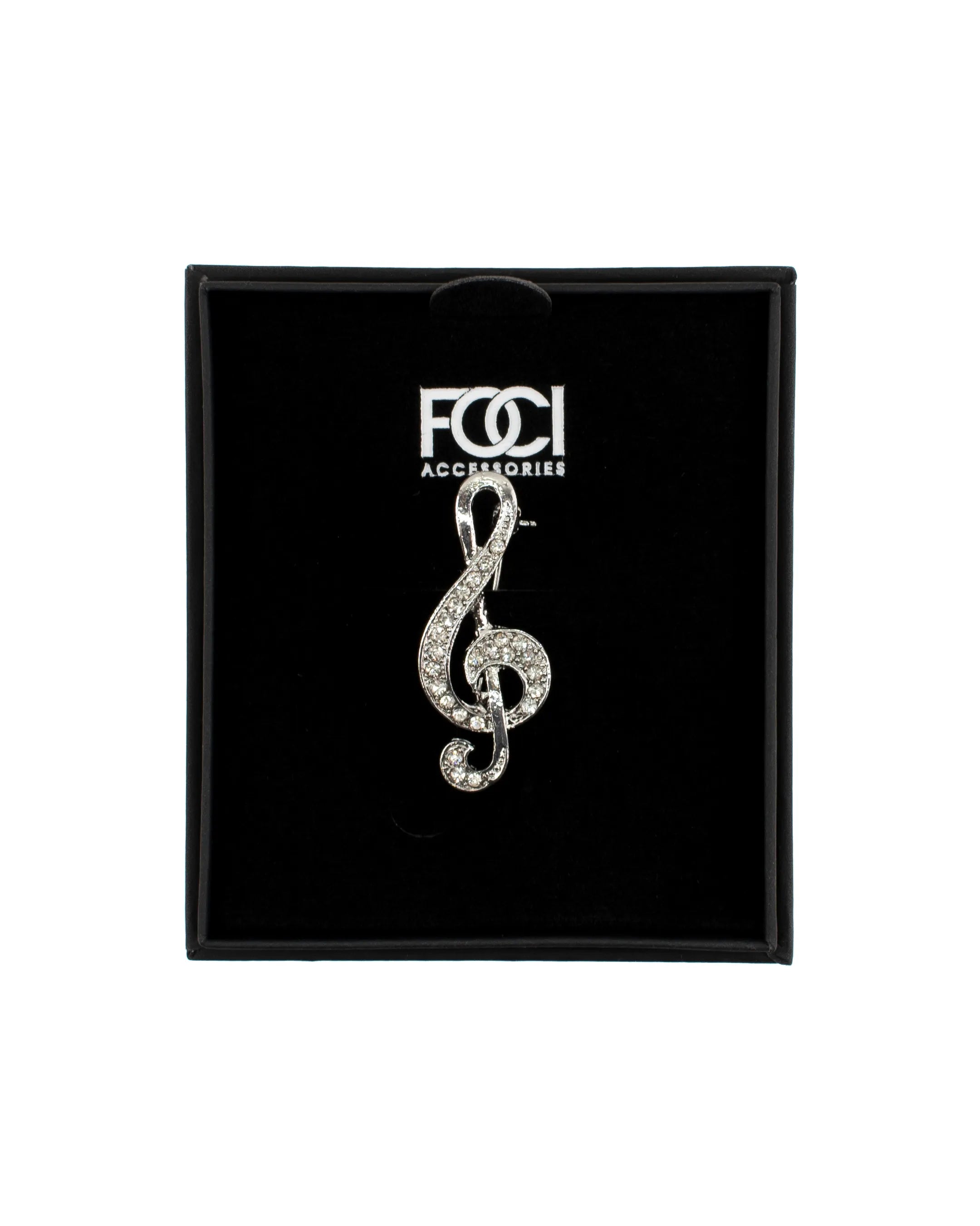 Crystal Treble Clef Lapel Pin