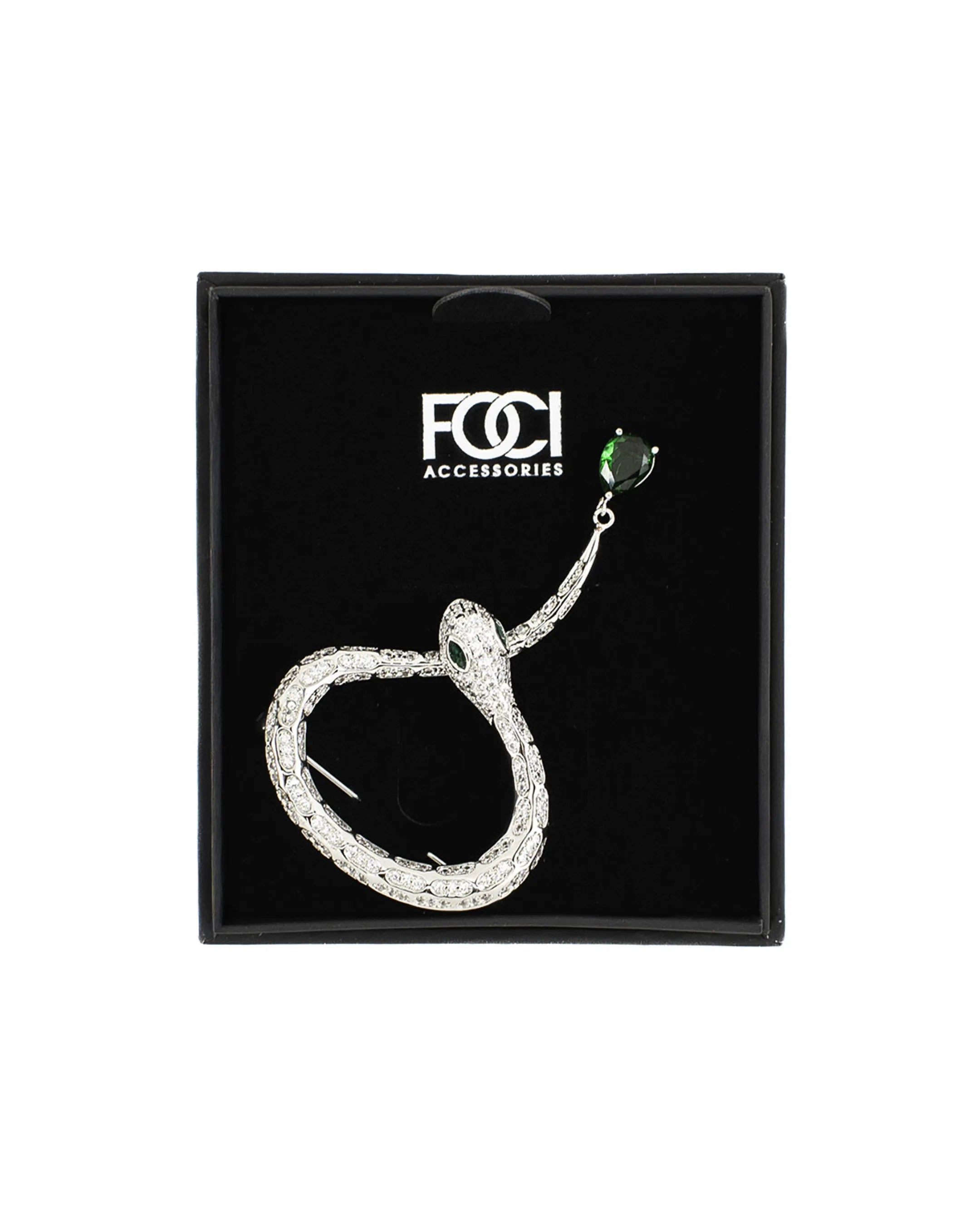 Green Crystal Serpent Lapel Pin