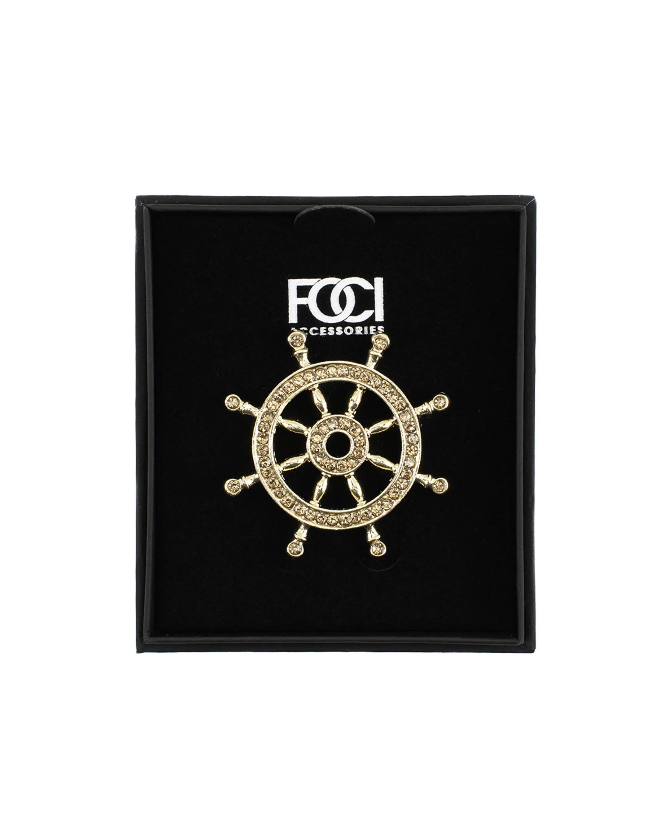 Crystal Helm Wheel Lapel Pin