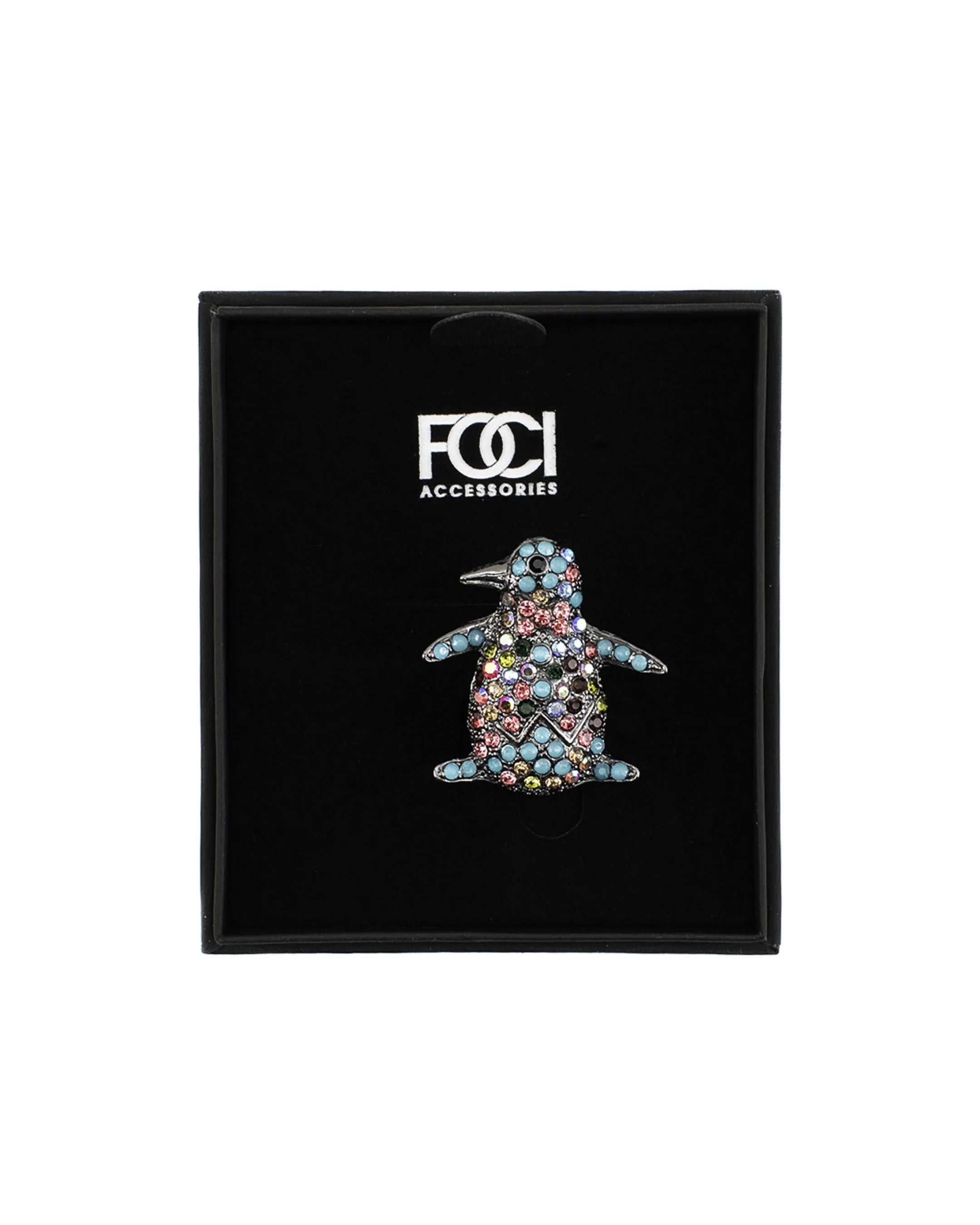Rhinestone Penguin Lapel Pin