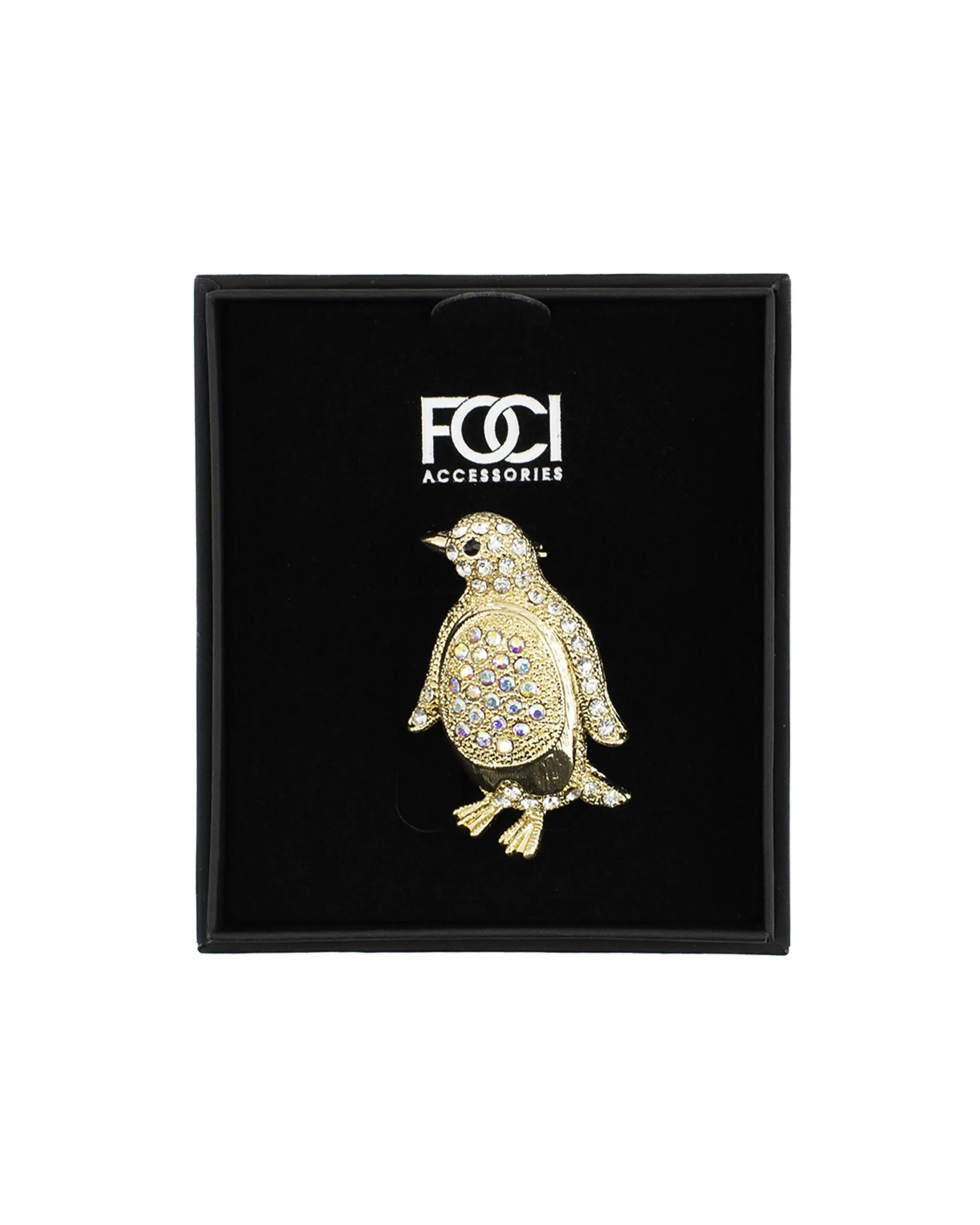 Crystal King Penguin Lapel Pin