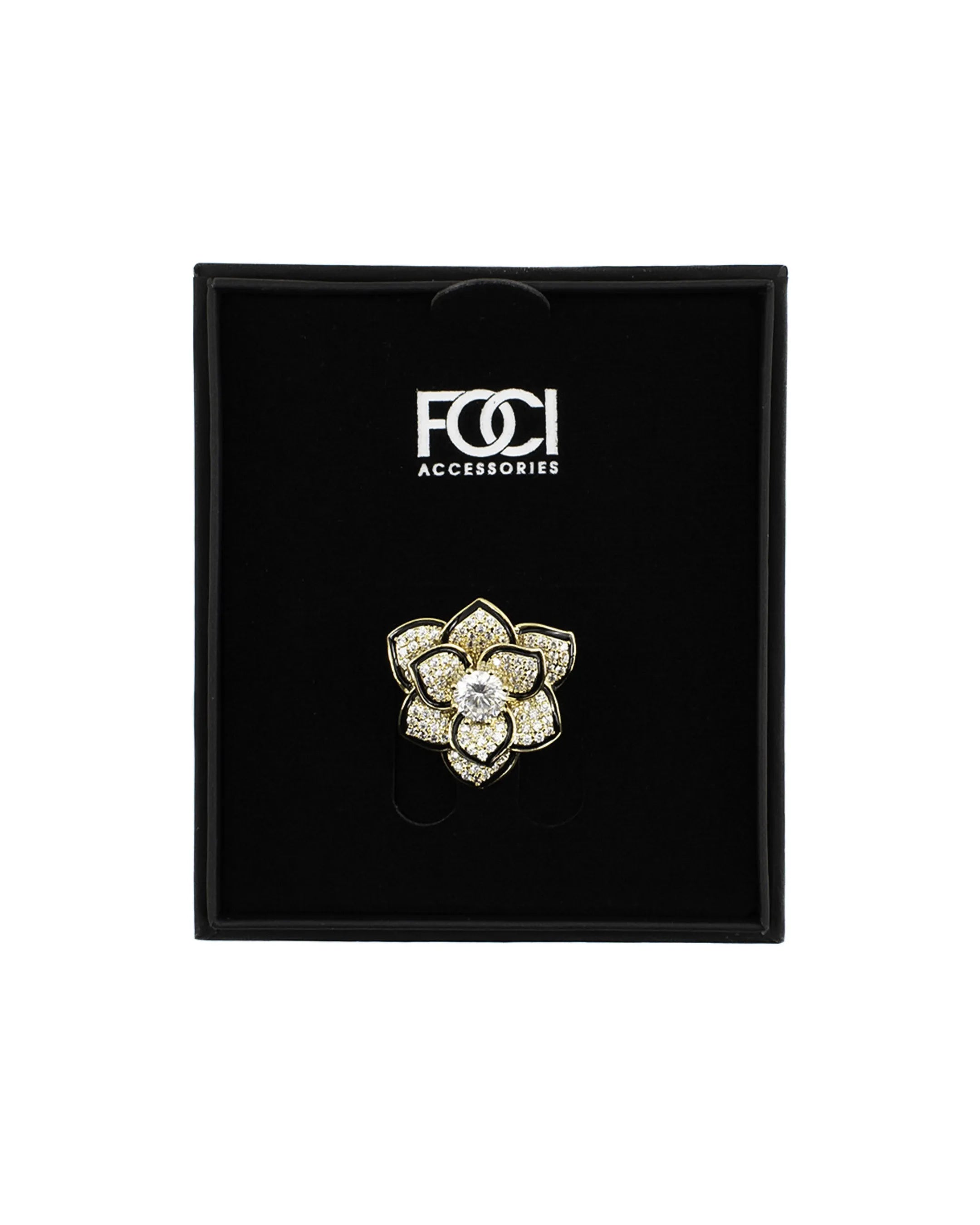 Crystal Lotus Flower Lapel Pin
