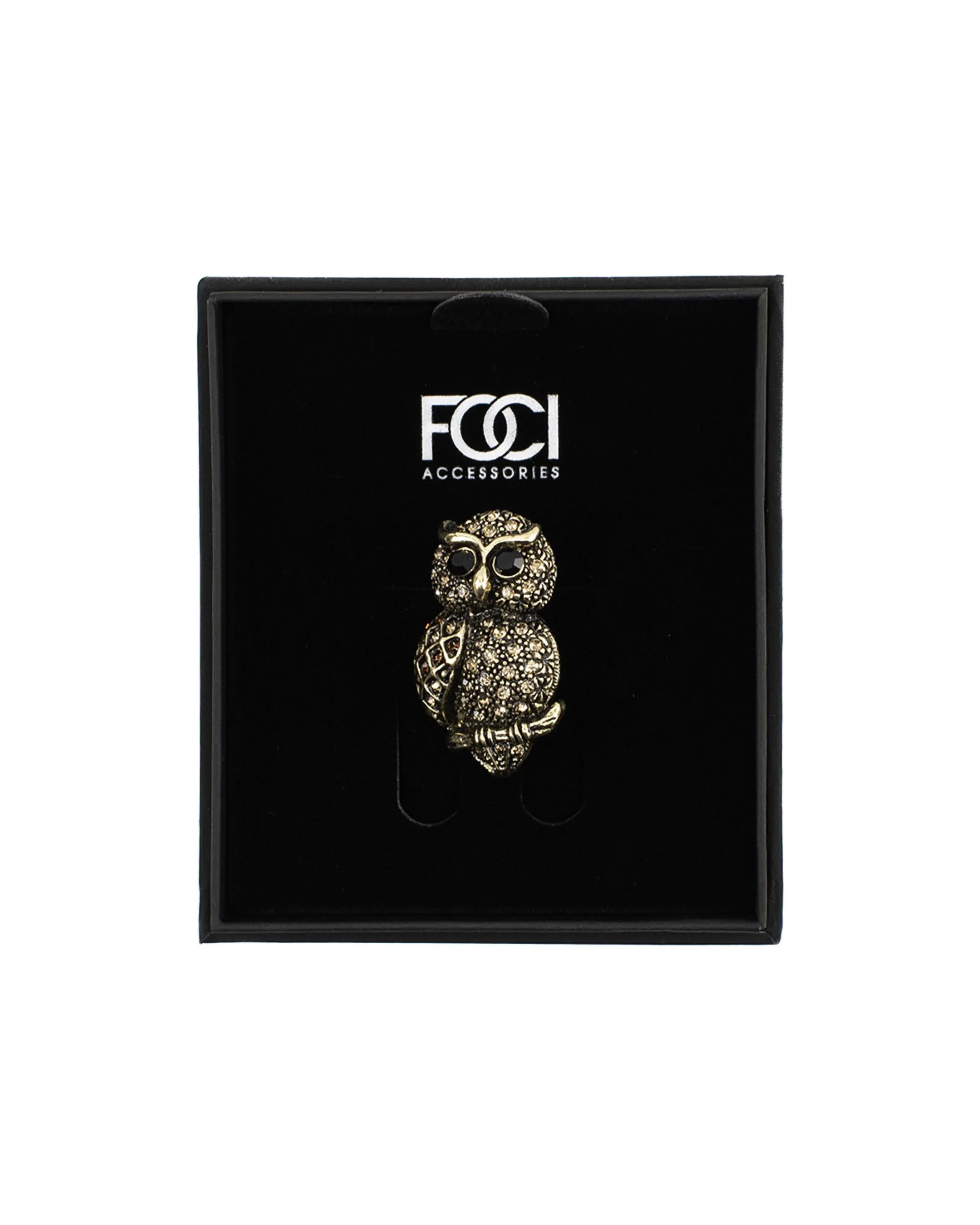 Crystal Owl Lapel Pin