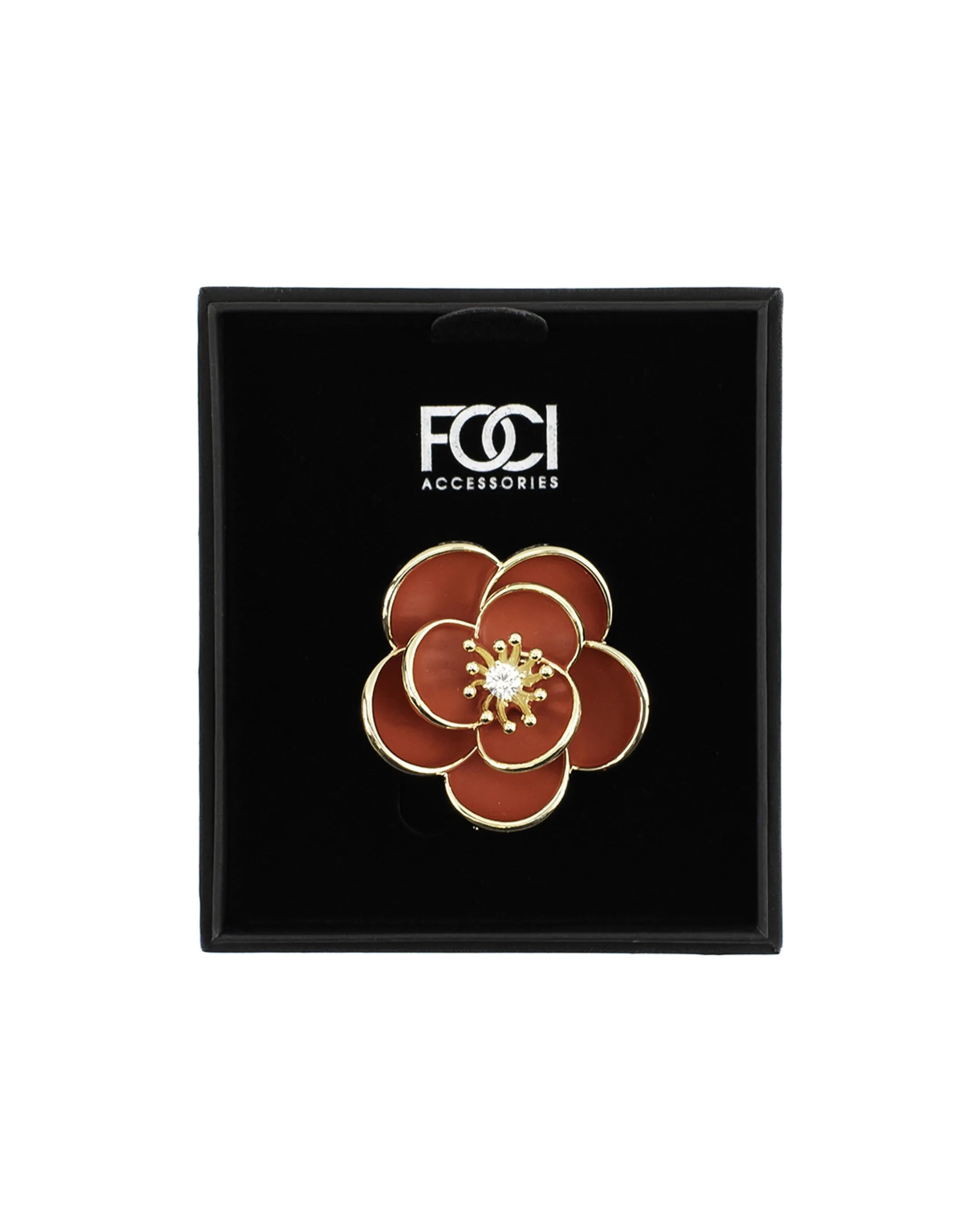 Crystal Camellia Flower Lapel Pin