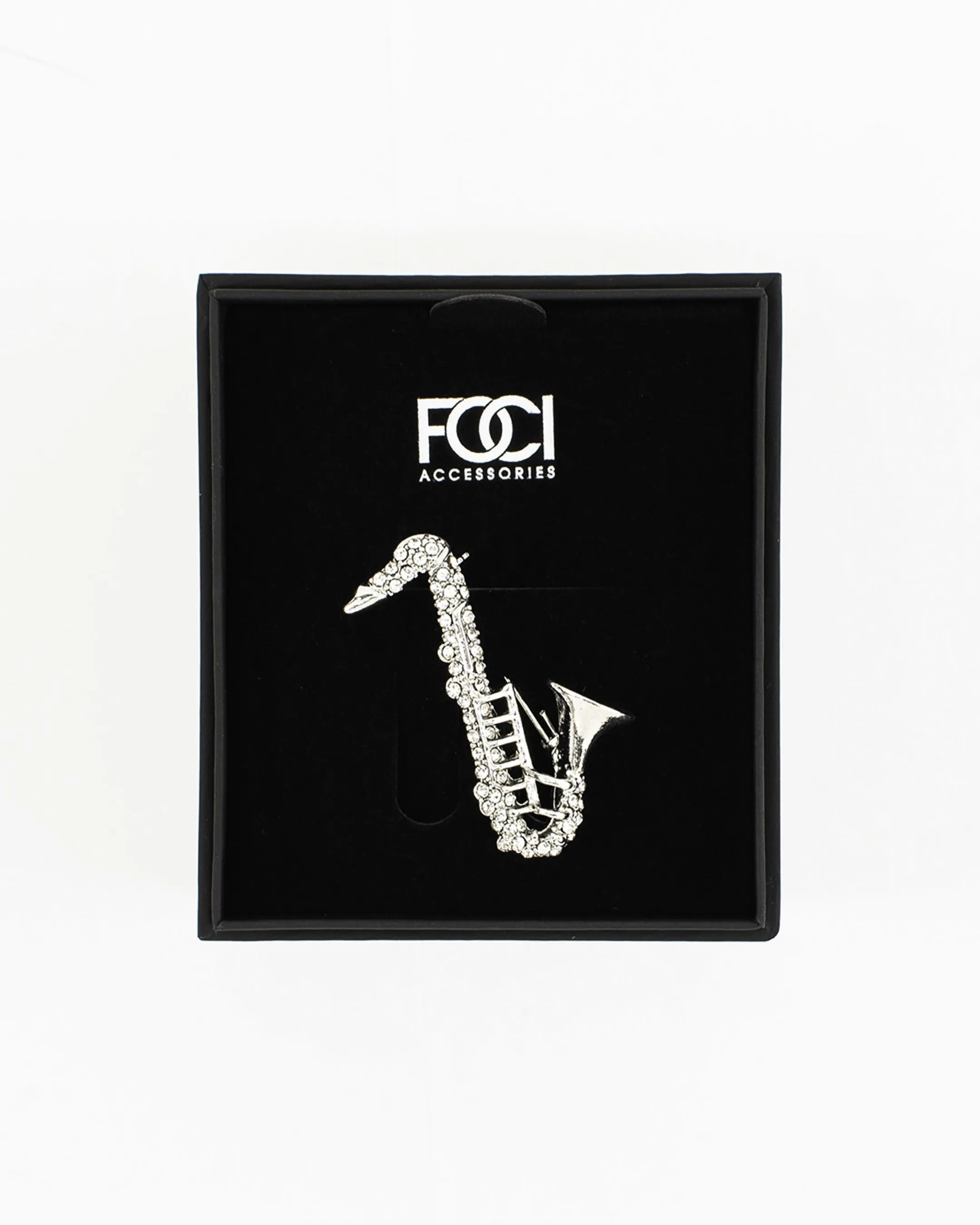 Crystal Tenor Sax Lapel Pin