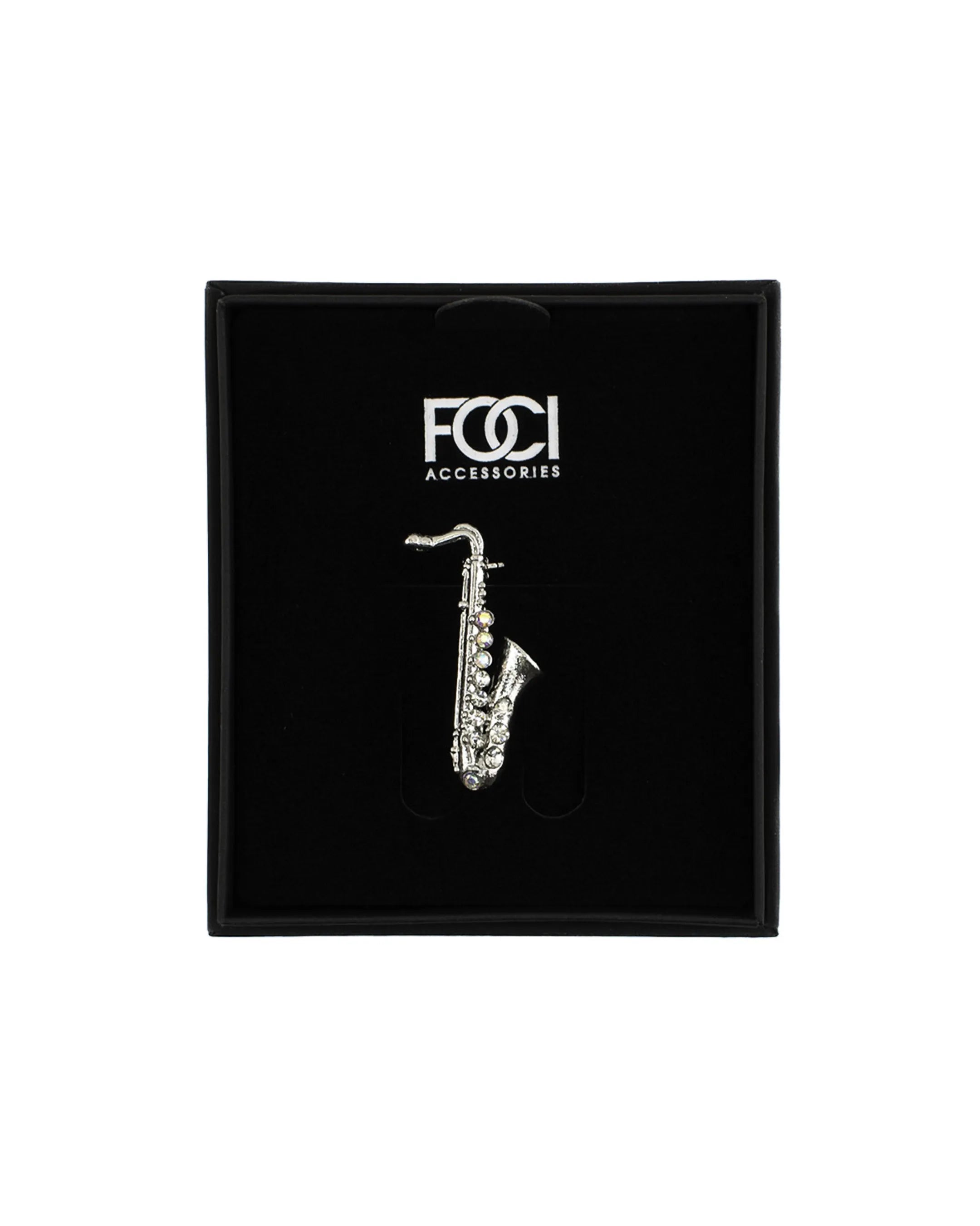 Crystal Alto Sax Lapel Pin