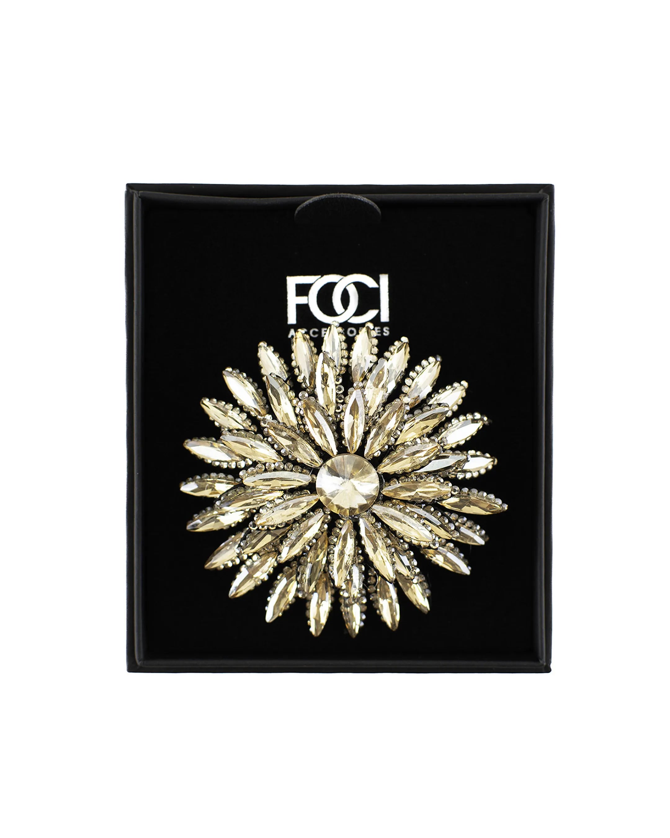 Large Jeweled Sunflower Lapel Pin