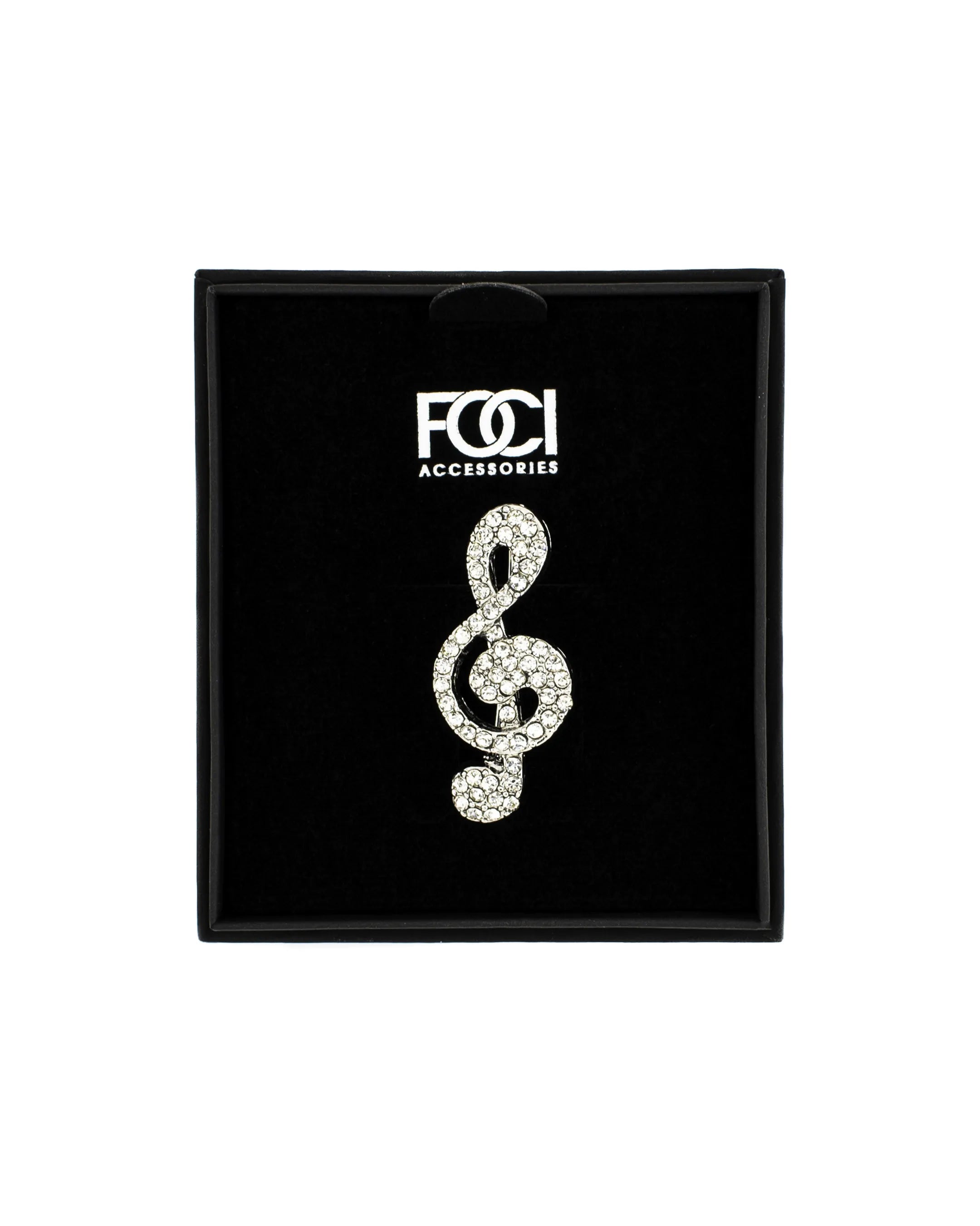 Midsize Crystal Treble Clef Lapel Pin