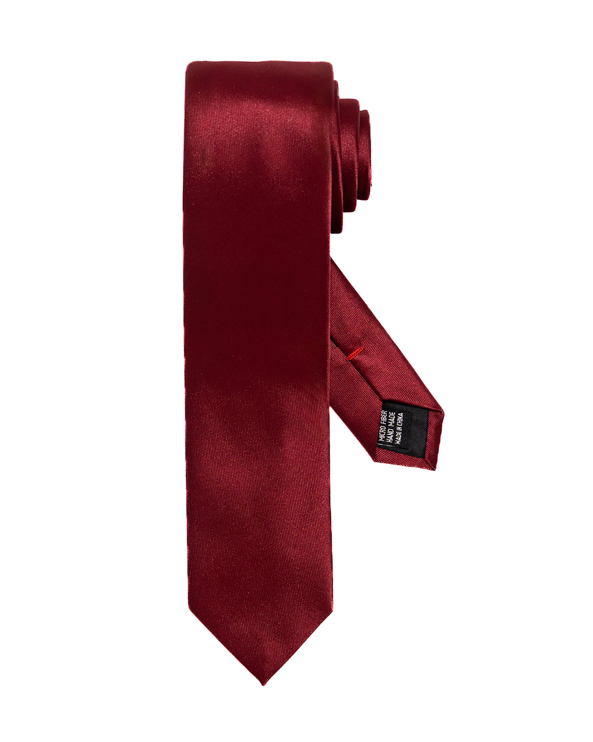Burgundy Slim Necktie with Pocket Square | Necktie Above View | Dolce Vesta 