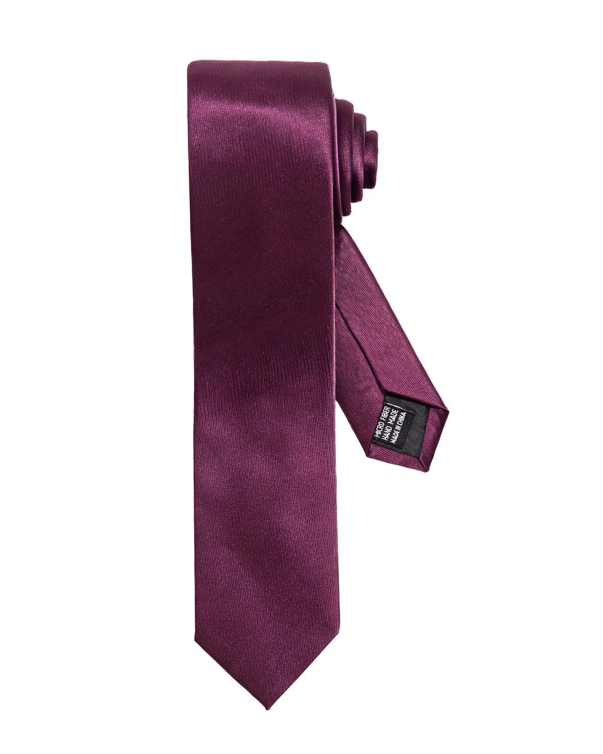 Wine Slim Necktie with Pocket Square | Necktie Above View | Dolce Vesta
