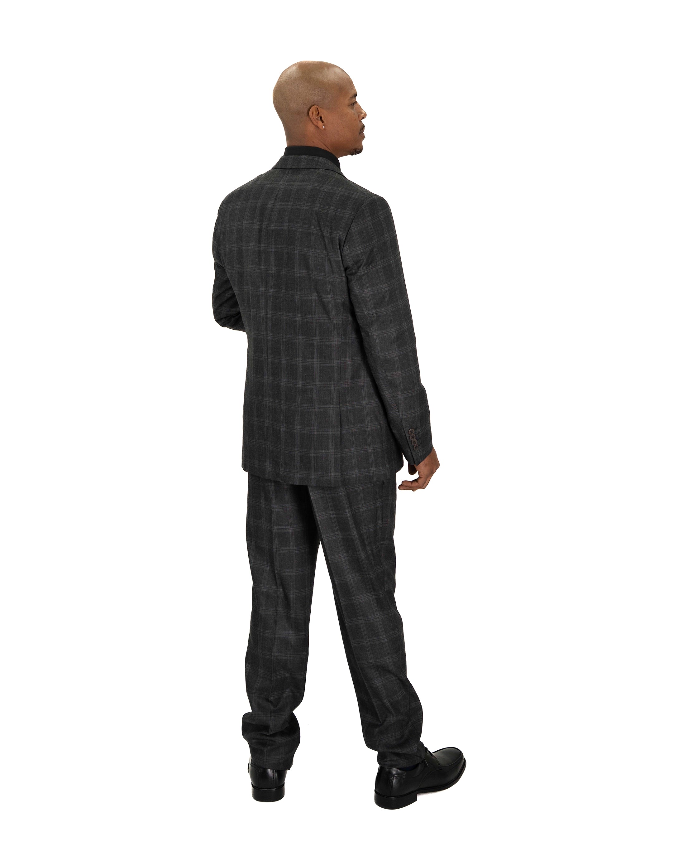 Black Tartan Plaid 3-Piece Tailored-Fit Suit