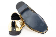 Black and Gold Sequined Smoking Loafer