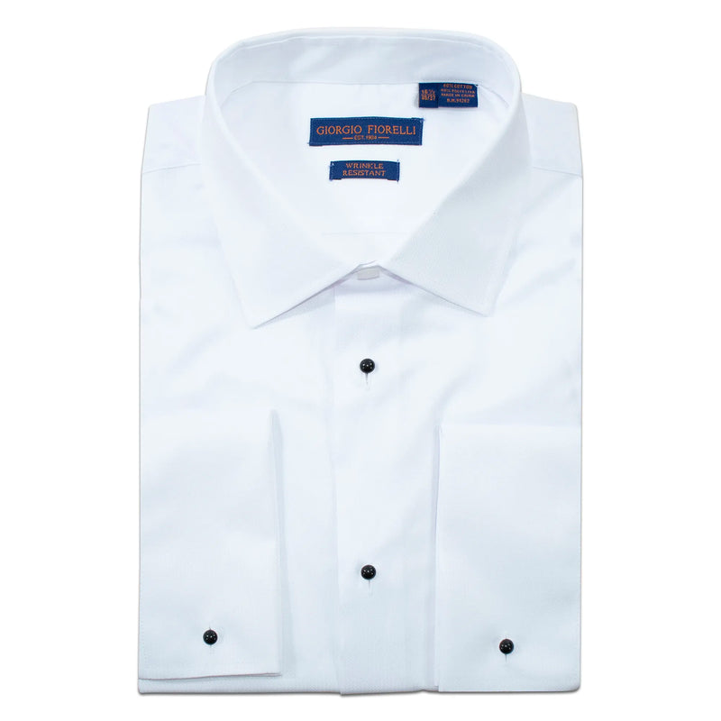 White Slim-Fit Tuxedo Dress Shirt