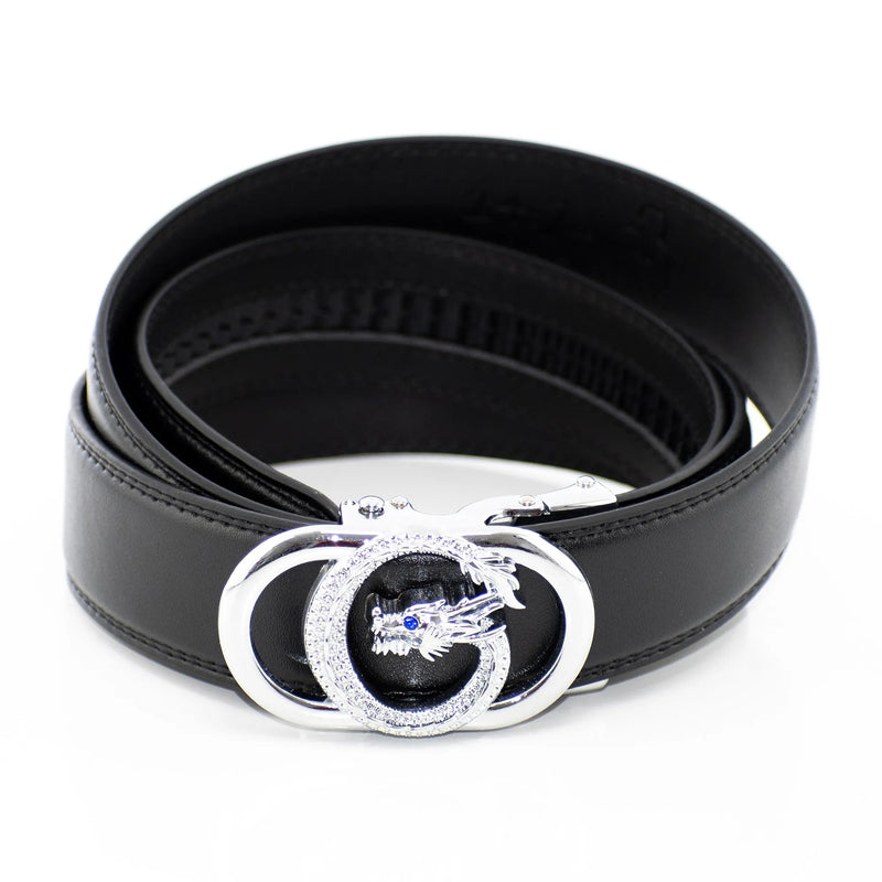 Silver Jeweled OG Dragon Overlay Belt Buckle