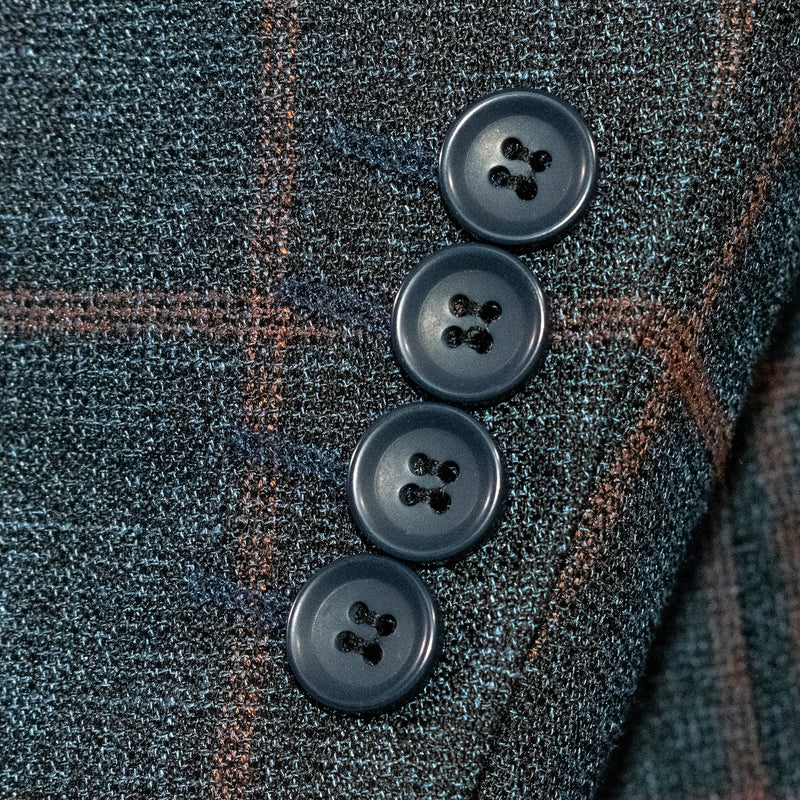 Midnight Blue and Rust Plaid 2-Piece Regular-Fit Suit