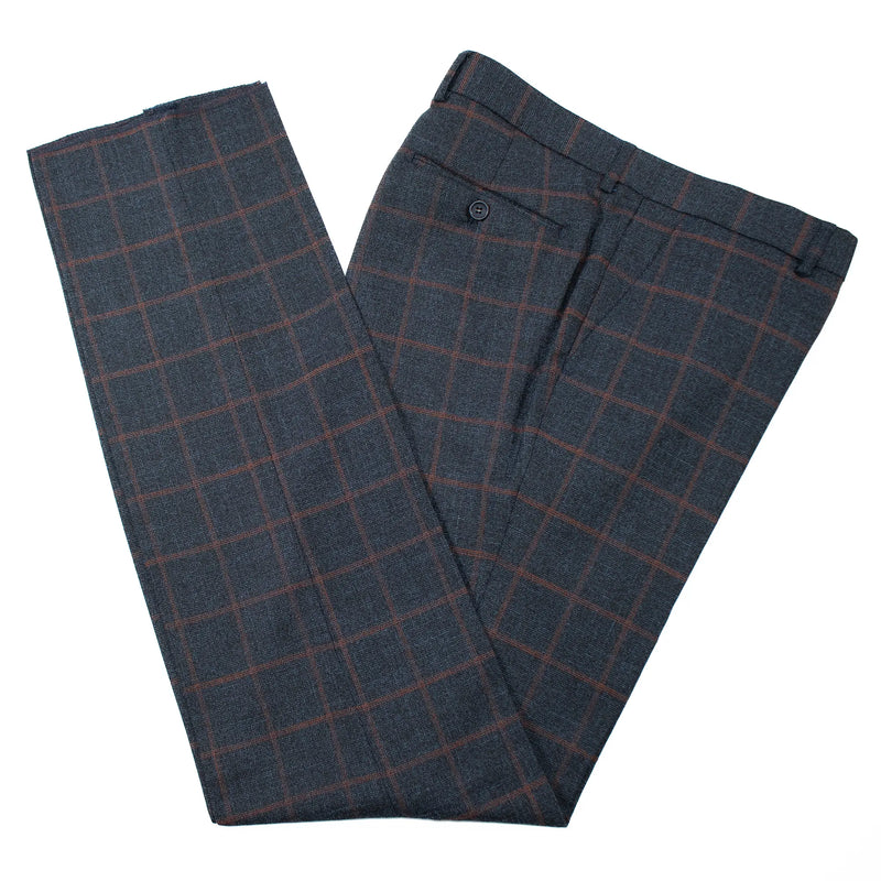 Midnight Blue and Rust Plaid 2-Piece Regular-Fit Suit