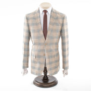Men's Gray And Beige 2-Piece Suit With Notch Lapels