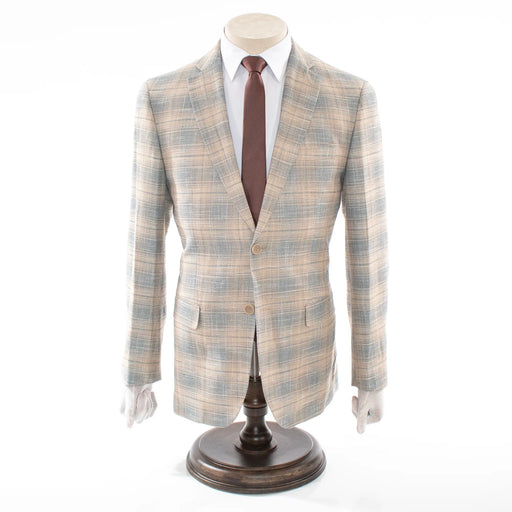 Men's Gray And Beige 2-Piece Suit With Notch Lapels
