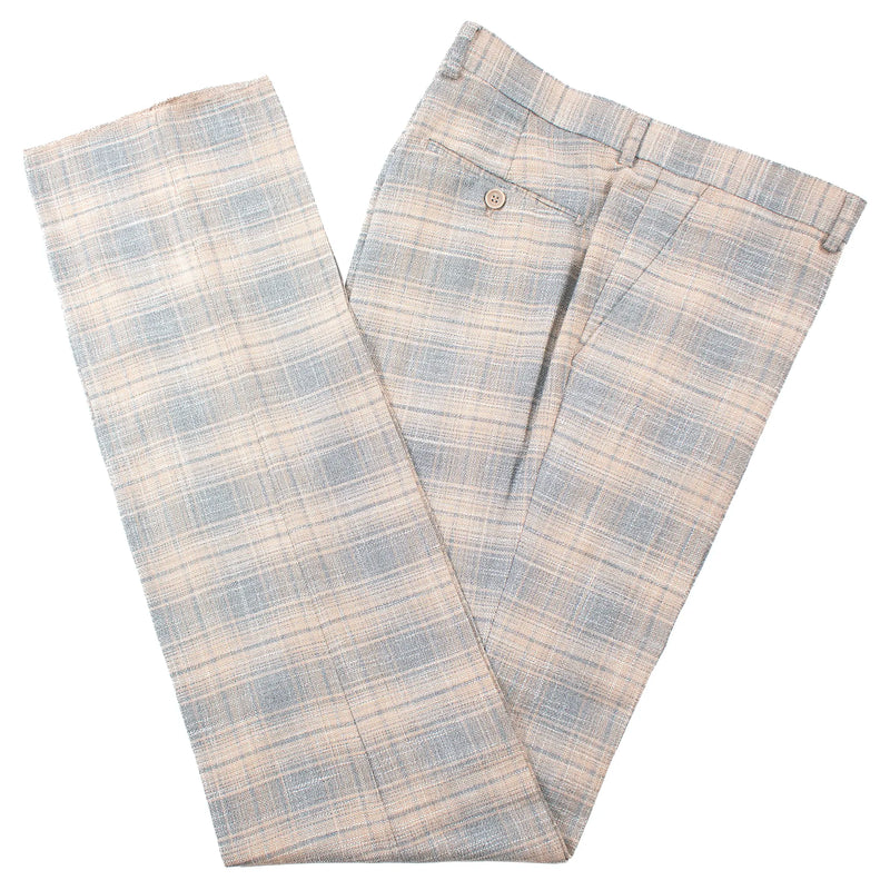 Men's Gray And Beige 2-Piece Suit With Notch Lapels