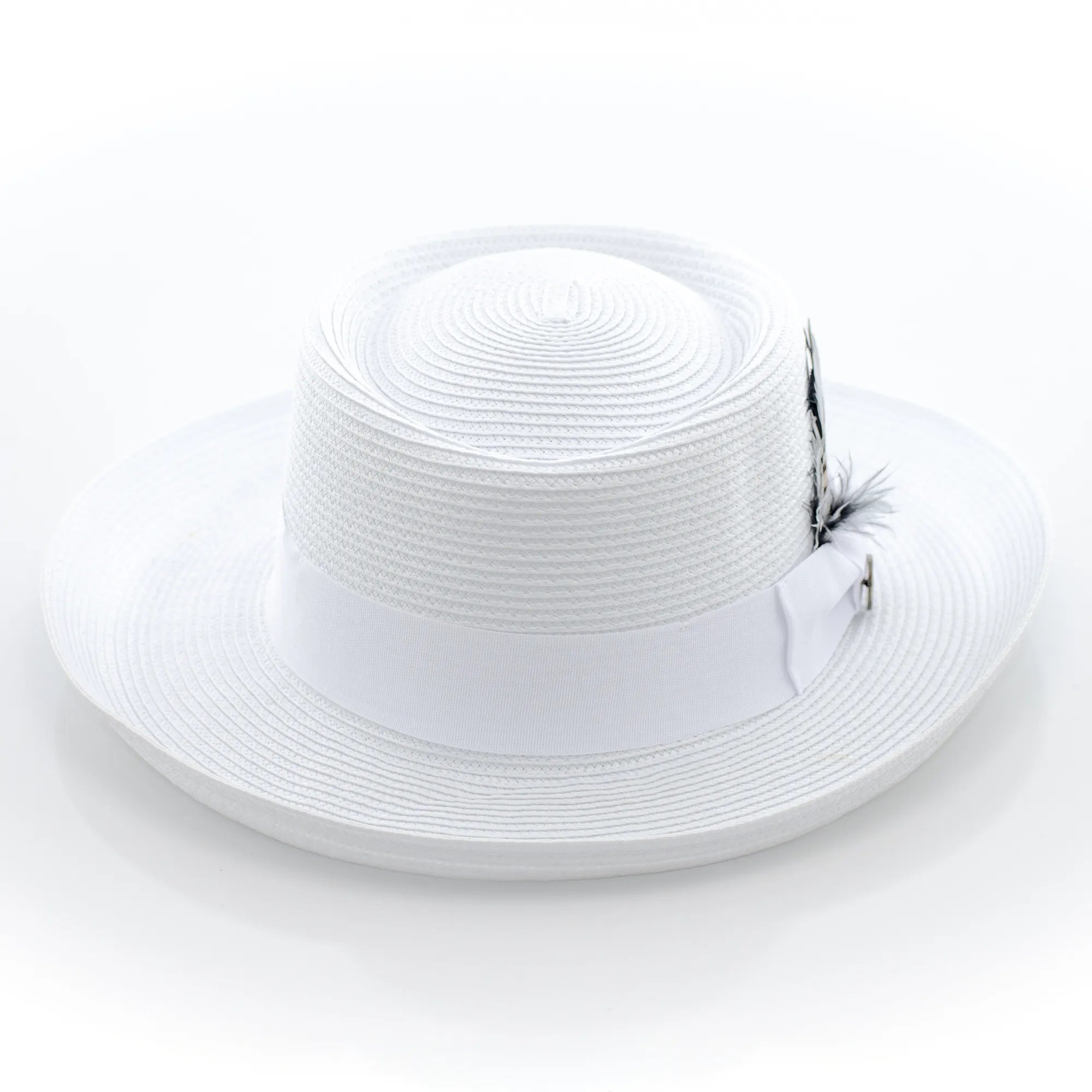 Gambler's Straw Fedora Hat with Curled Brim