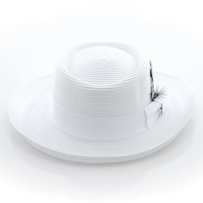 Gambler's Straw Fedora Hat with Curled Brim