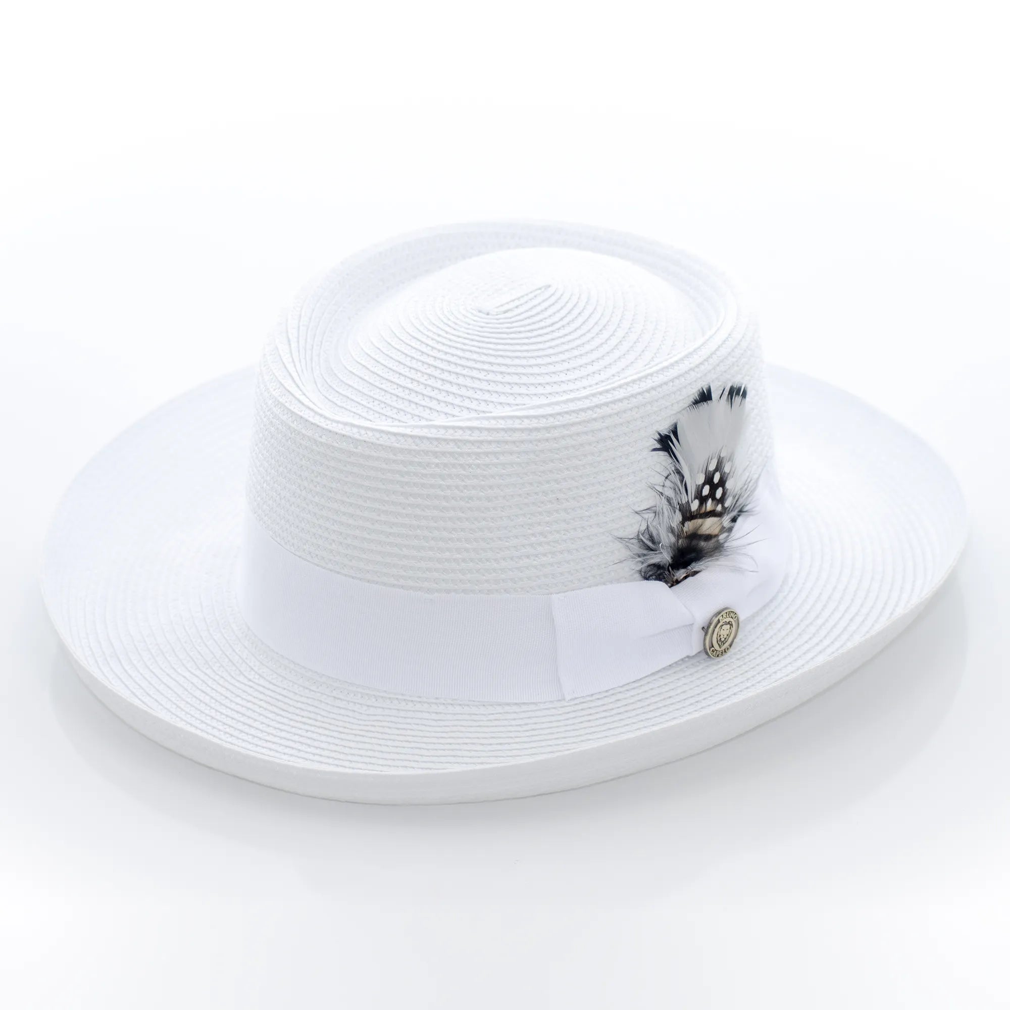 Gambler's Straw Fedora Hat with Curled Brim