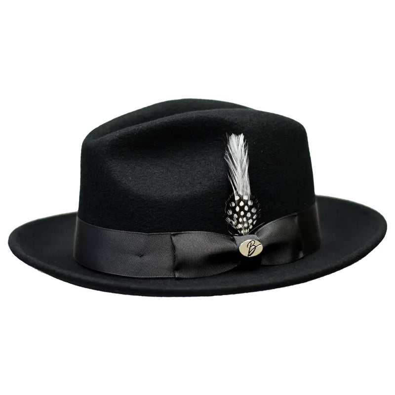 Wool Felt Fedora Hat Snap Brim