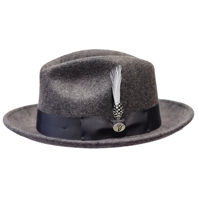 Wool Felt Fedora Hat Snap Brim