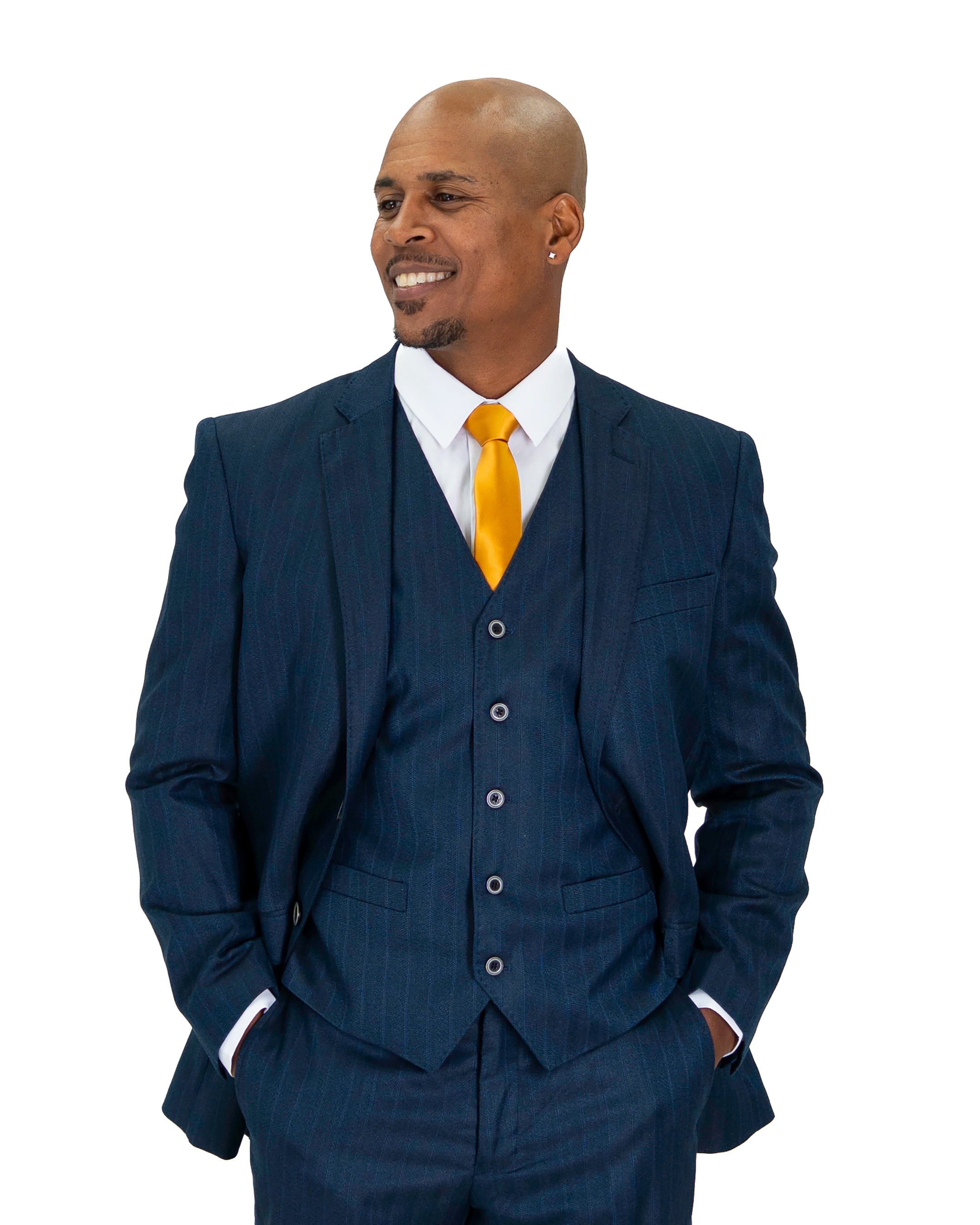 Herringbone Shadow Stripe 3-Piece Tailored-Fit Suit