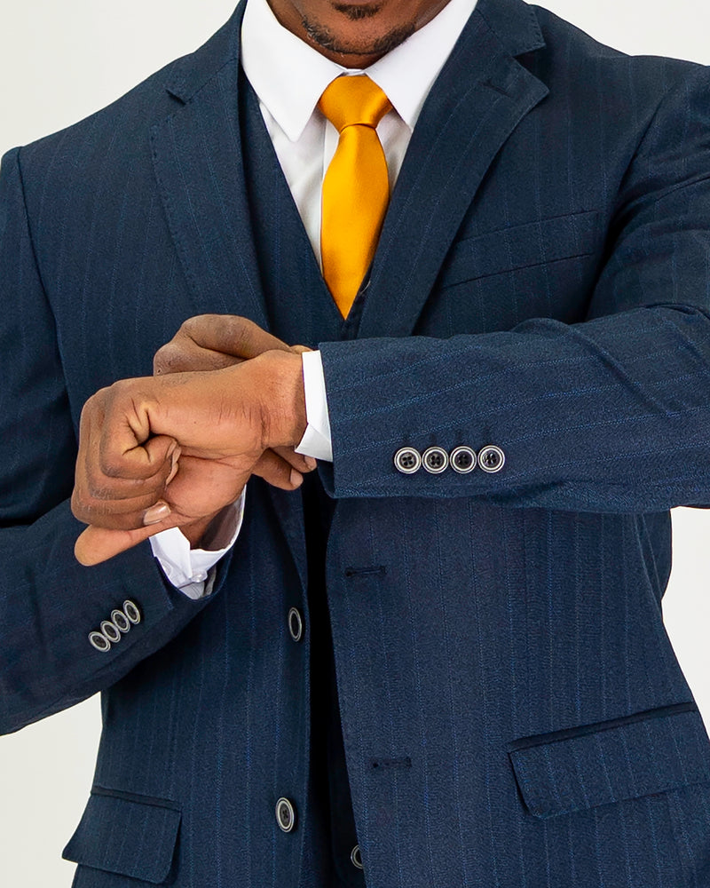 Herringbone Shadow Stripe 3-Piece Tailored-Fit Suit