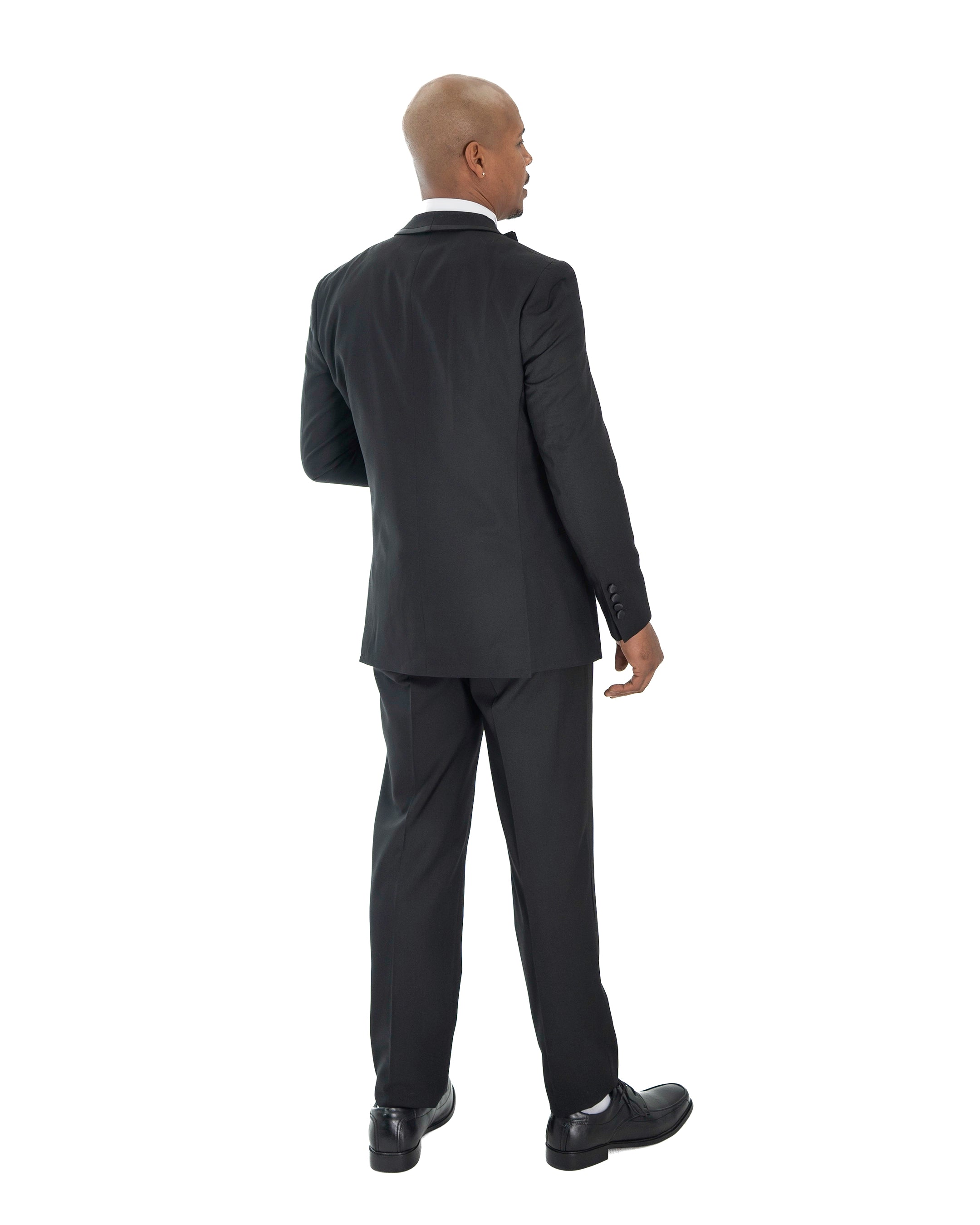Black and Black Trim 3-Piece Tailored-Fit Tuxedo
